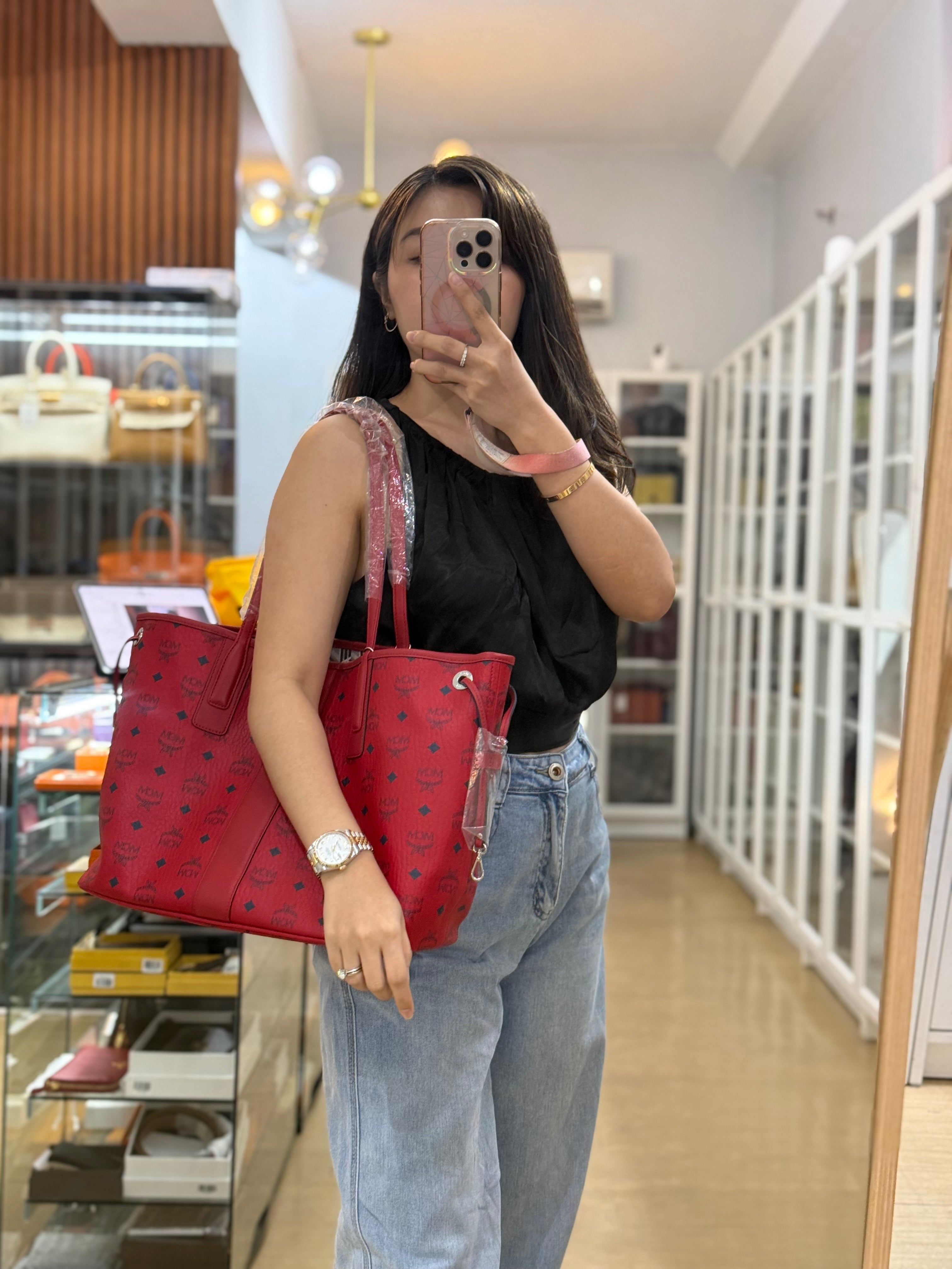 Reversible Visetoso Large Red Tote Bag | Purse Maison Luxury Bags Shop