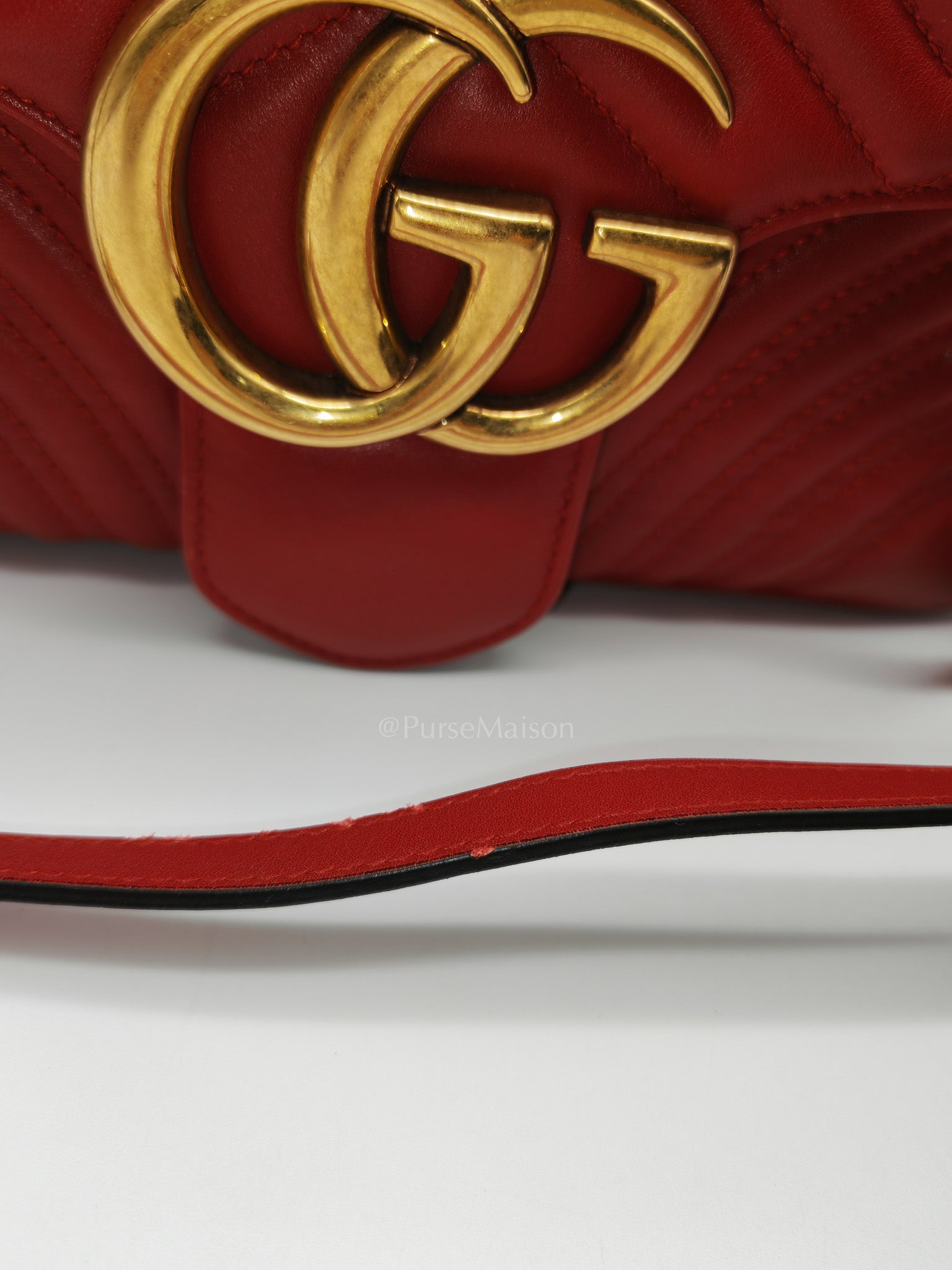 Marmont Medium in Hibiscus Red Calfskin Leather Shoulder Bag