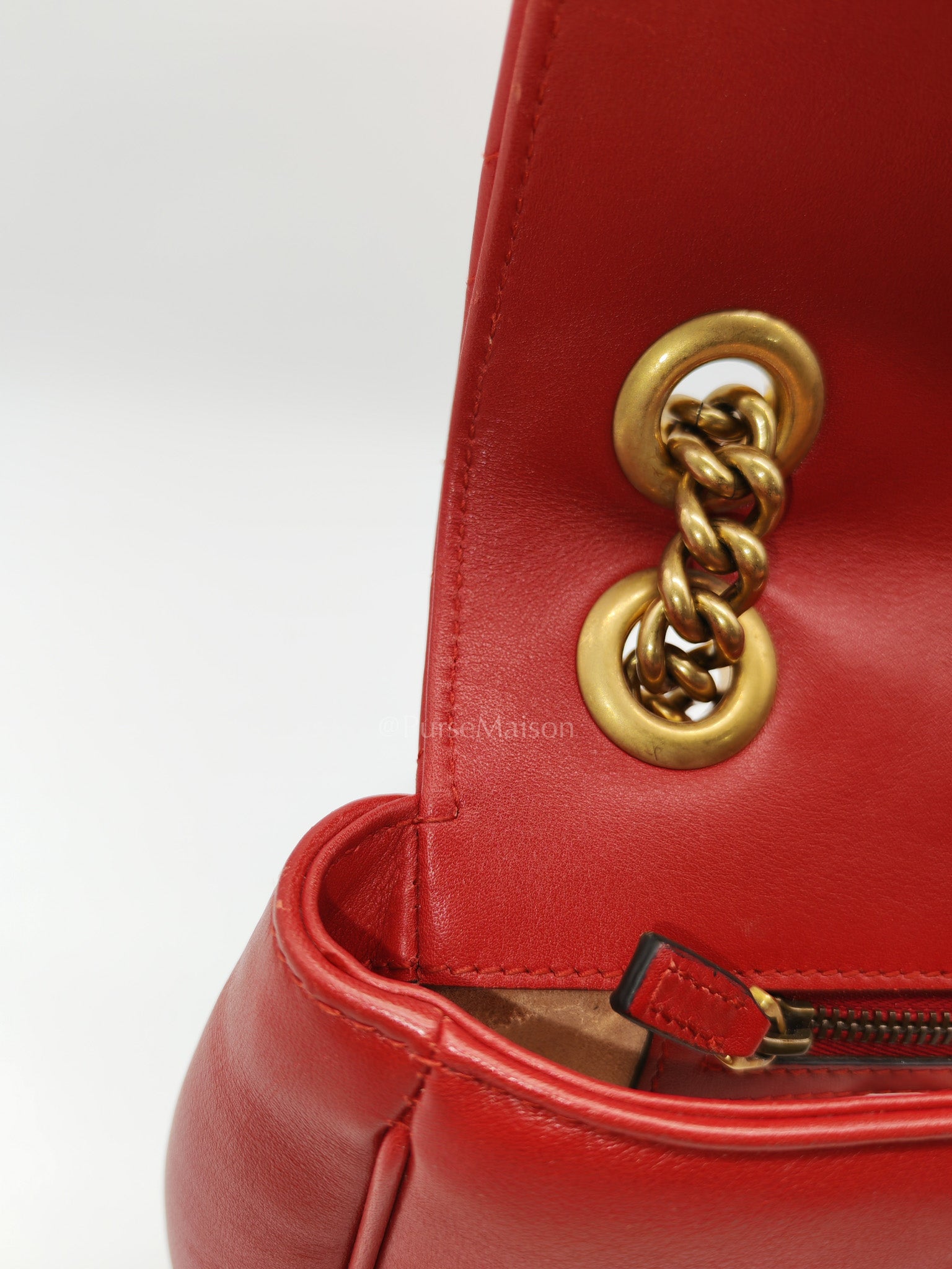 Marmont Medium in Hibiscus Red Calfskin Leather Shoulder Bag