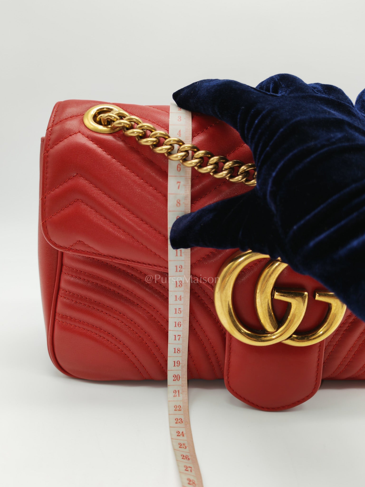 Marmont Medium in Hibiscus Red Calfskin Leather Shoulder Bag