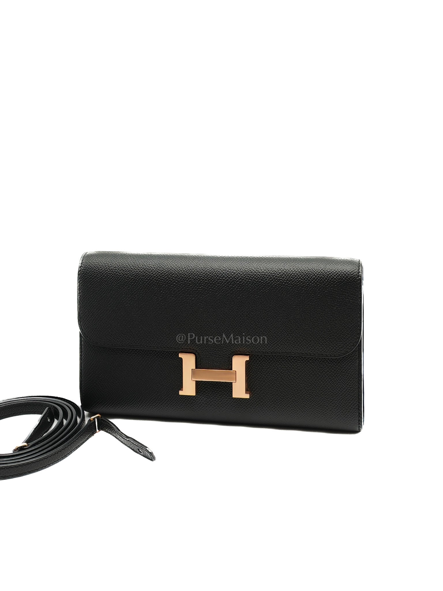 Constance To Go in Black Epsom Leather & Rose Gold Hardware Stamp W(2024)
