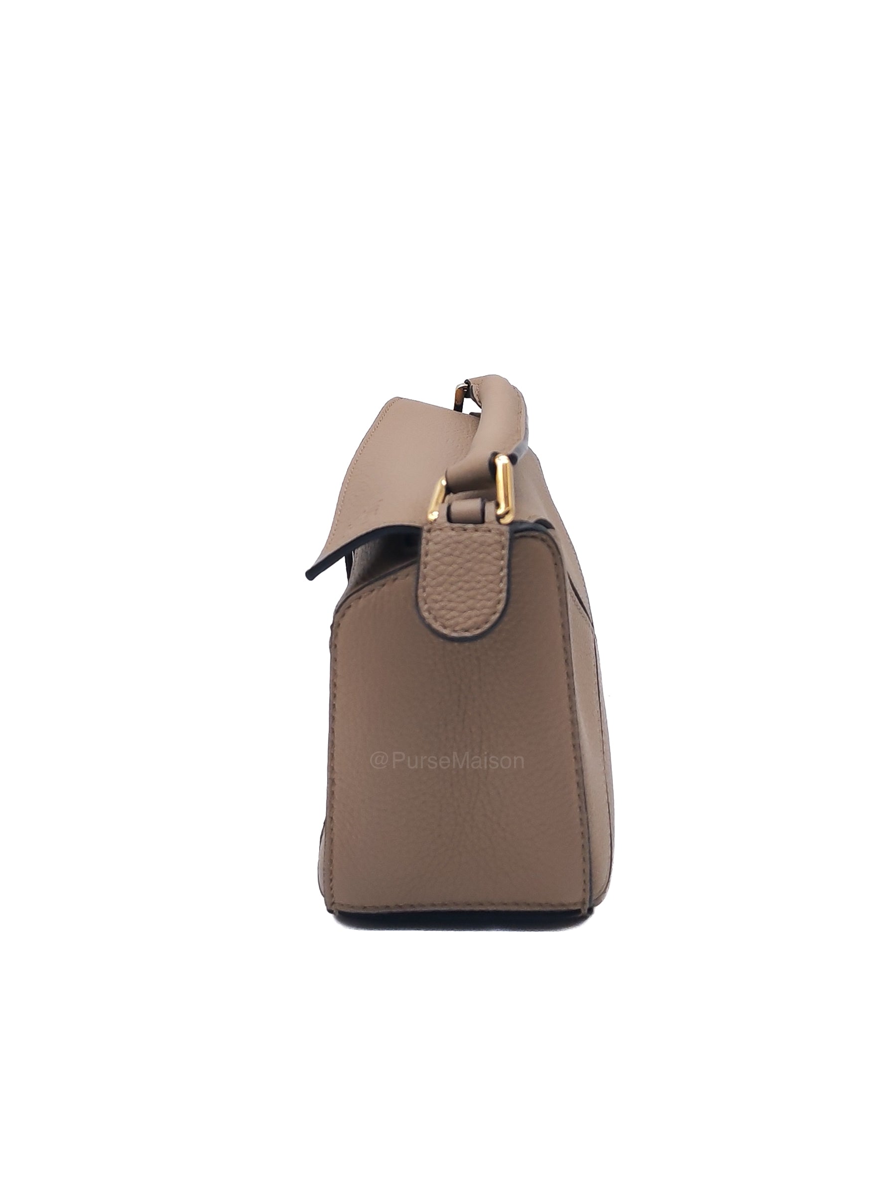Loewe Puzzle Bag Mini in Taupe Calfskin Leather and Gold Hardware