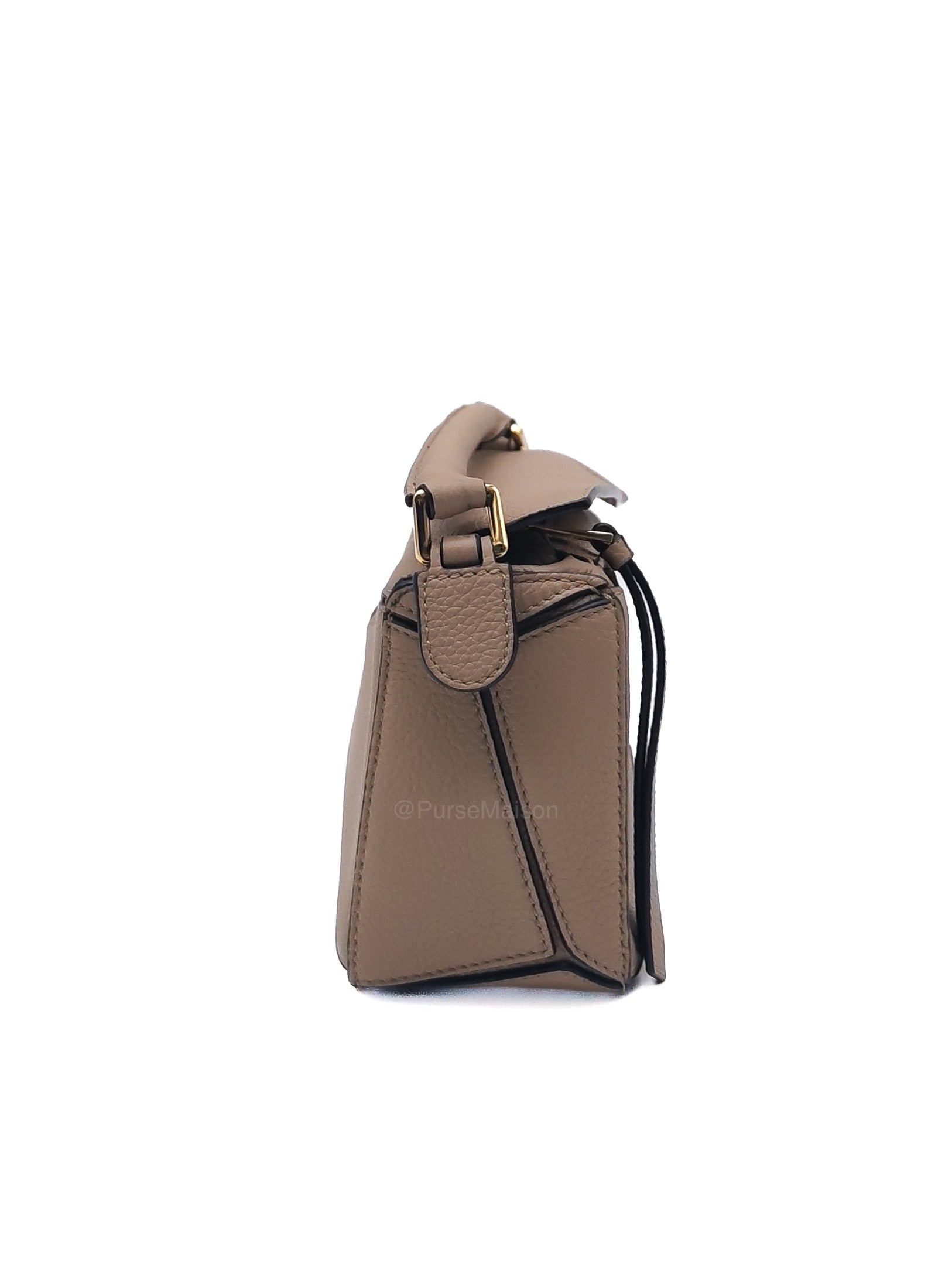 Loewe Puzzle Bag Mini in Taupe Calfskin Leather and Gold Hardware