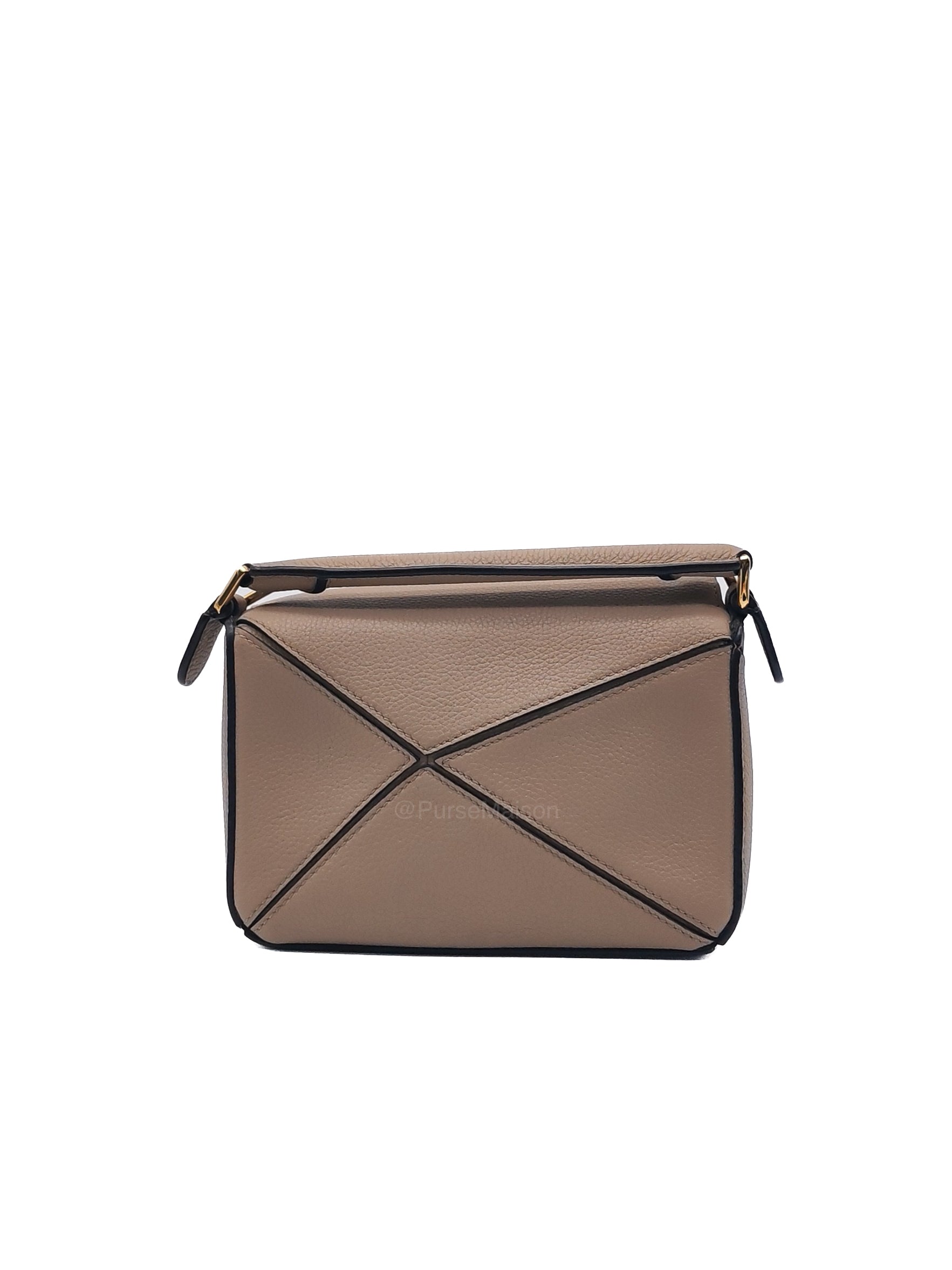 Loewe Puzzle Bag Mini in Taupe Calfskin Leather and Gold Hardware