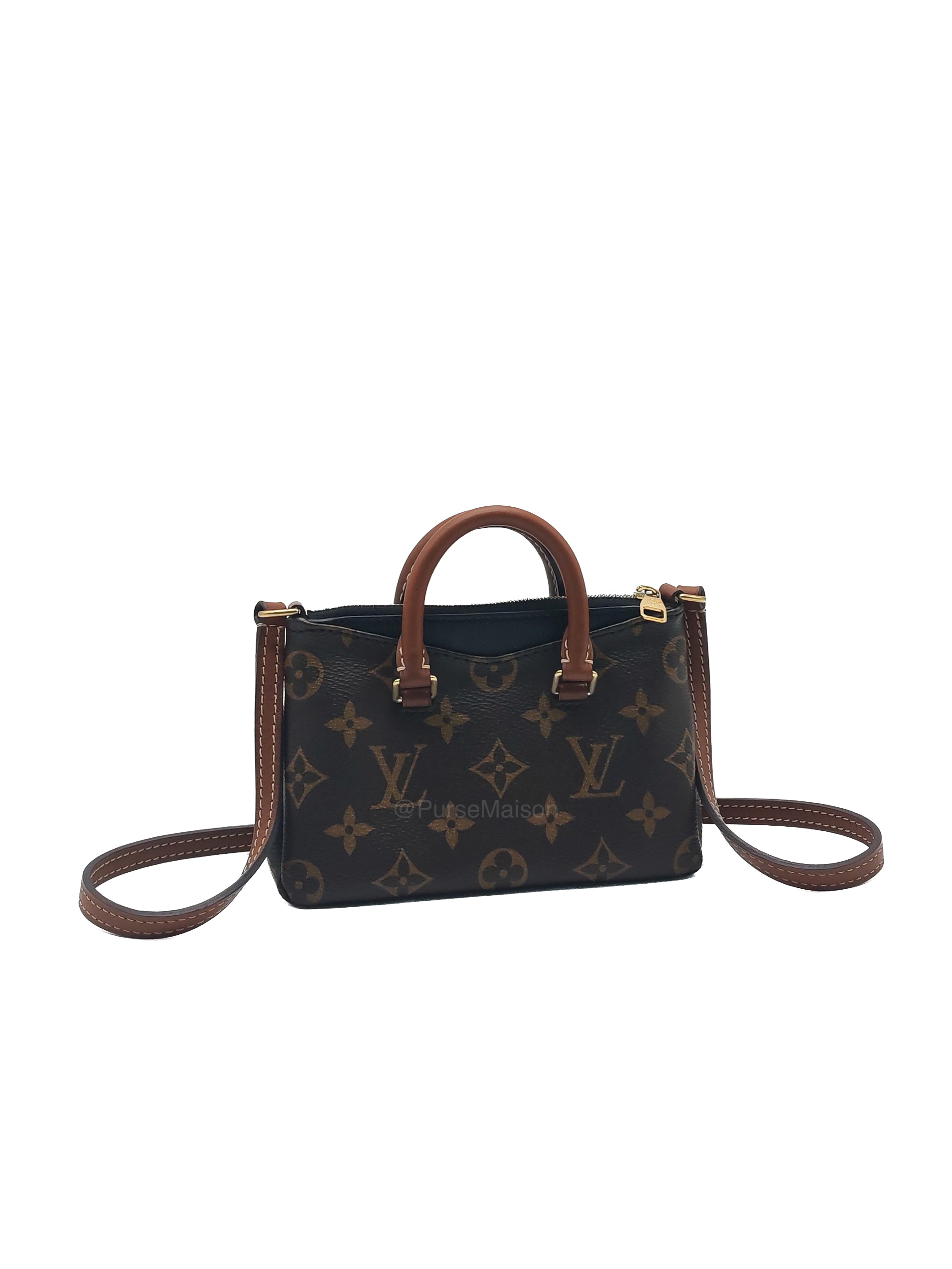 Louis Vuitton Nano Pallas Two Way Hand Bag in Monogram Canvas and Gold Hardware (Datecode: SN5115)