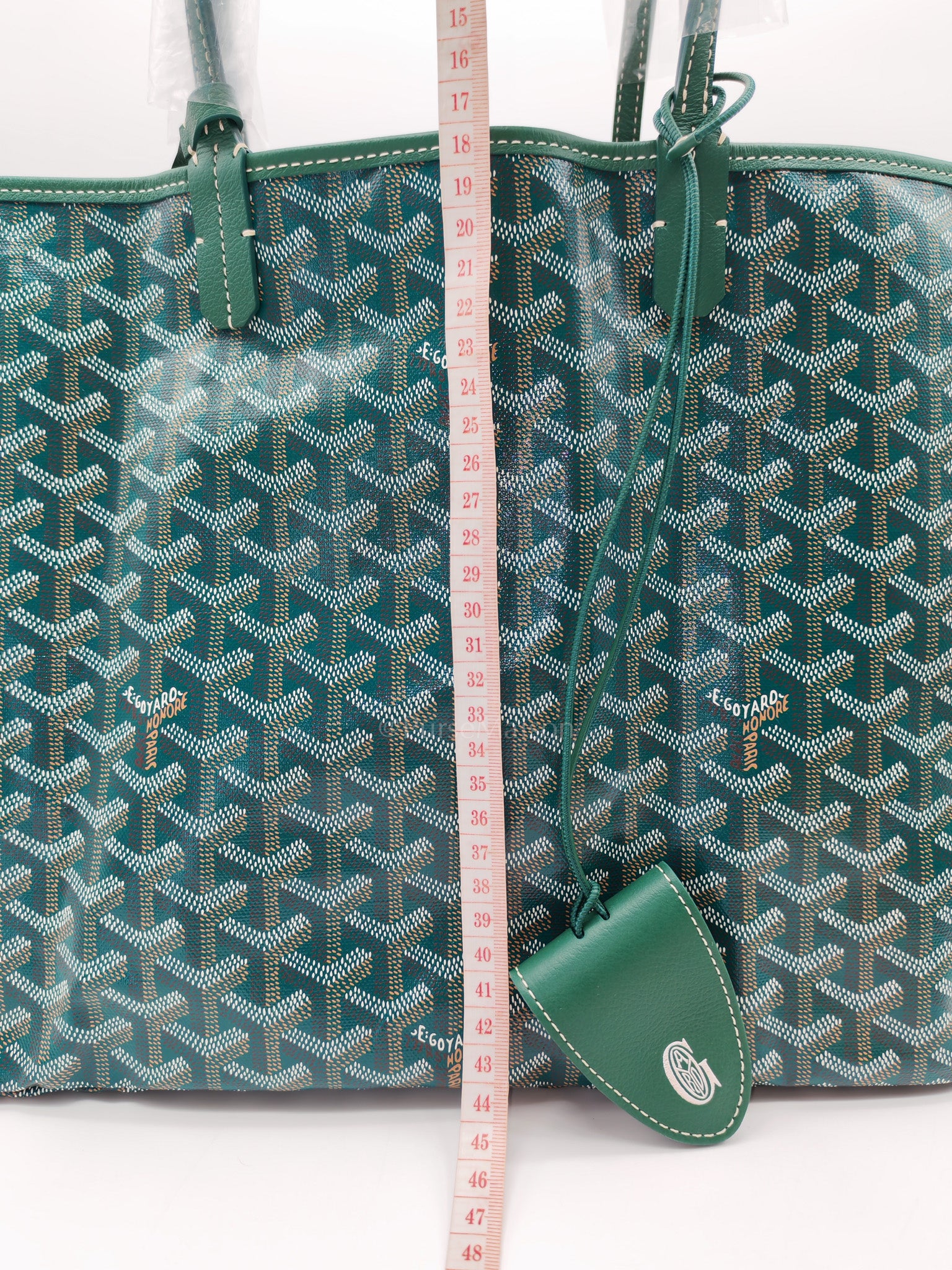 Saint Louis PM in Vert/Green Goyardine Canvas with Croc Universel Clip Charm