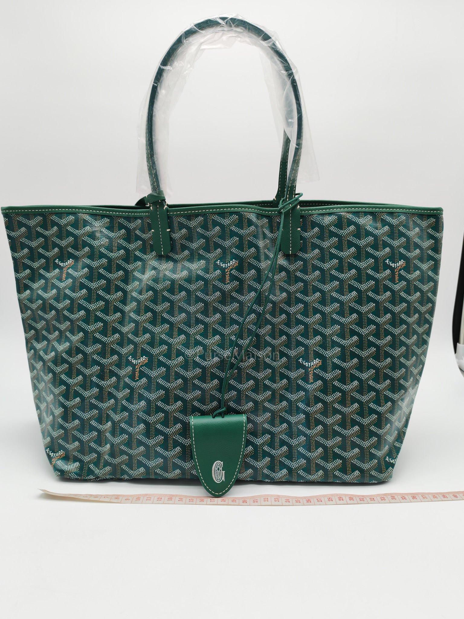 Saint Louis PM in Vert/Green Goyardine Canvas with Croc Universel Clip Charm