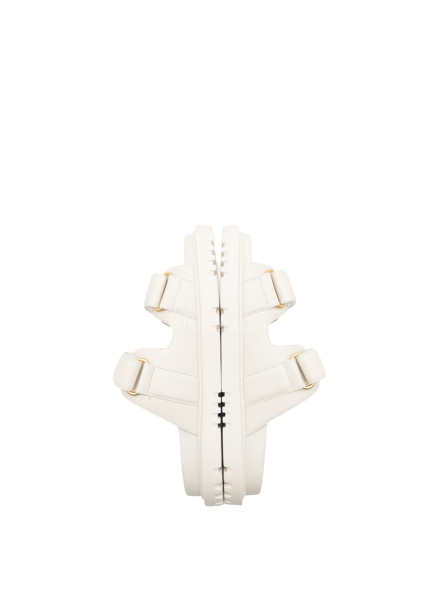Christian Dior Dioract Sandals in White Lambskin Leather & Gold Hardware Size 36.5 EU (23.5cm)