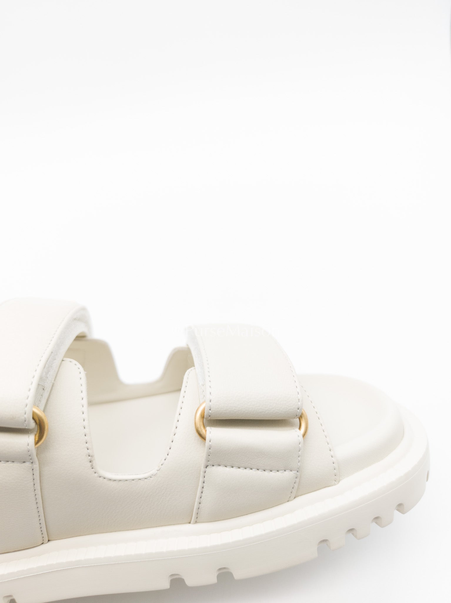Christian Dior Dioract Sandals in White Lambskin Leather & Gold Hardware Size 36.5 EU (23.5cm)