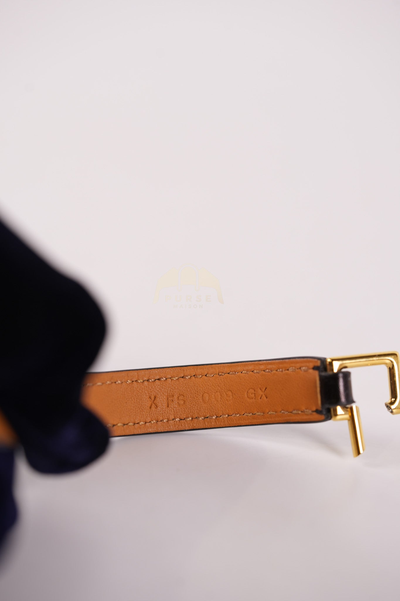 Rivale Double Tour Bracelet in Noir Box Calfskin Leather Gold Hardware Stamp X(2016) | Purse Maison Luxury Bags Shop