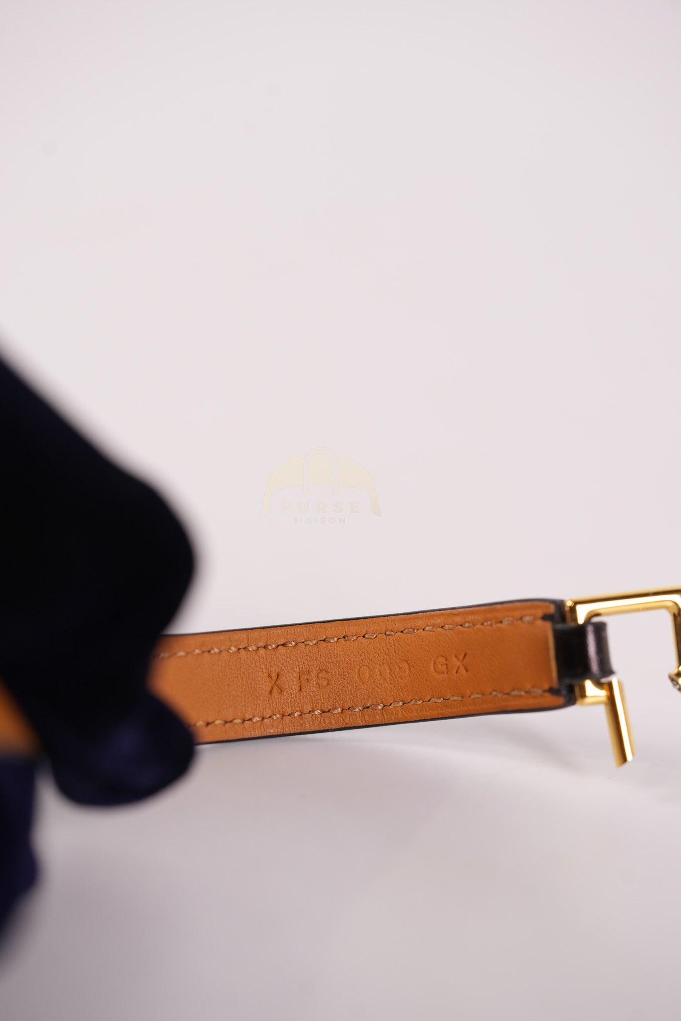 Rivale Double Tour Bracelet in Noir Box Calfskin Leather Gold Hardware Stamp X(2016) | Purse Maison Luxury Bags Shop