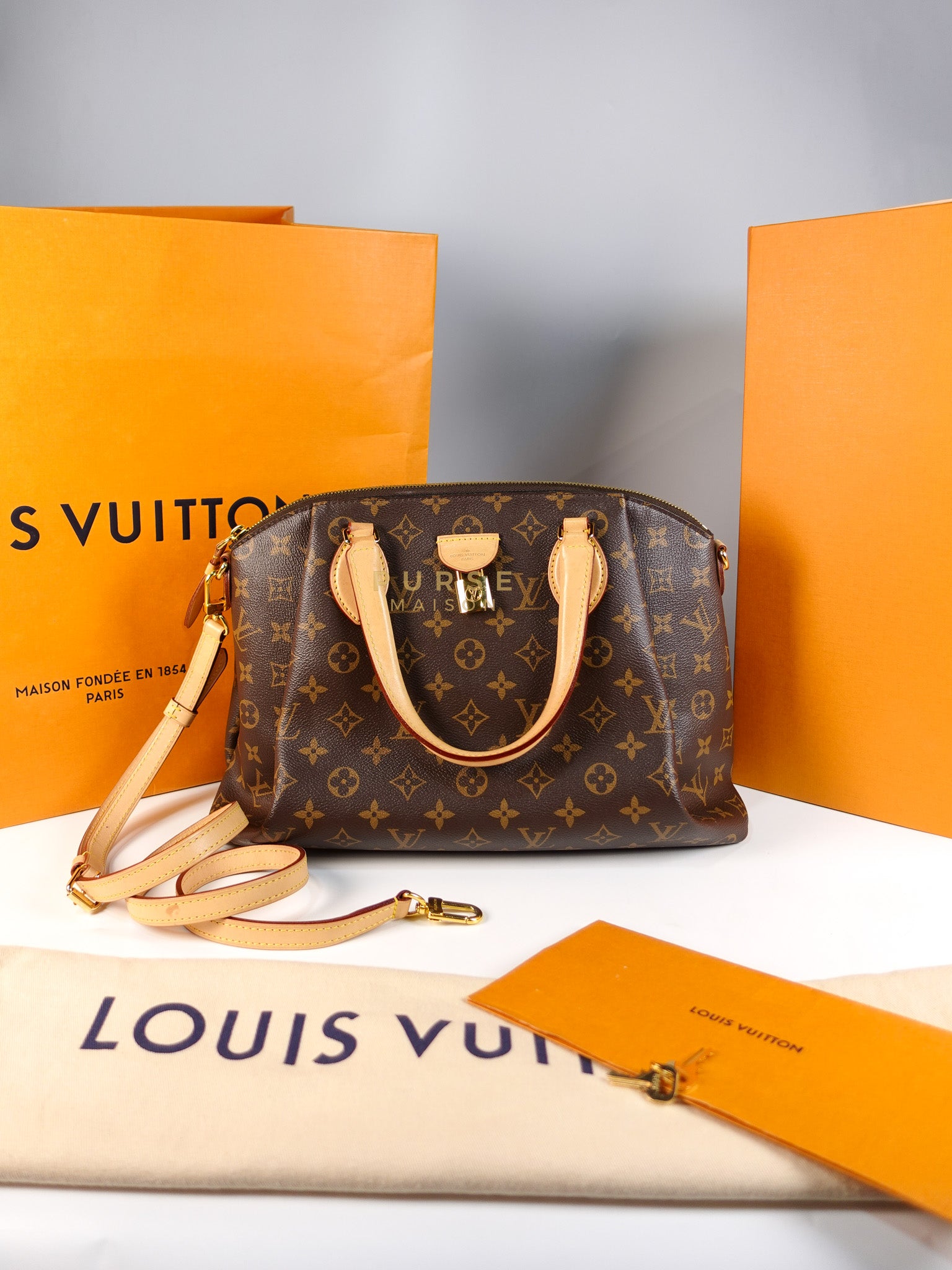 Rivoli MM 2way Bag in Monogram Canvas & Gold Hardware (Date Code: MB2179) | Purse Maison Luxury Bags Shop