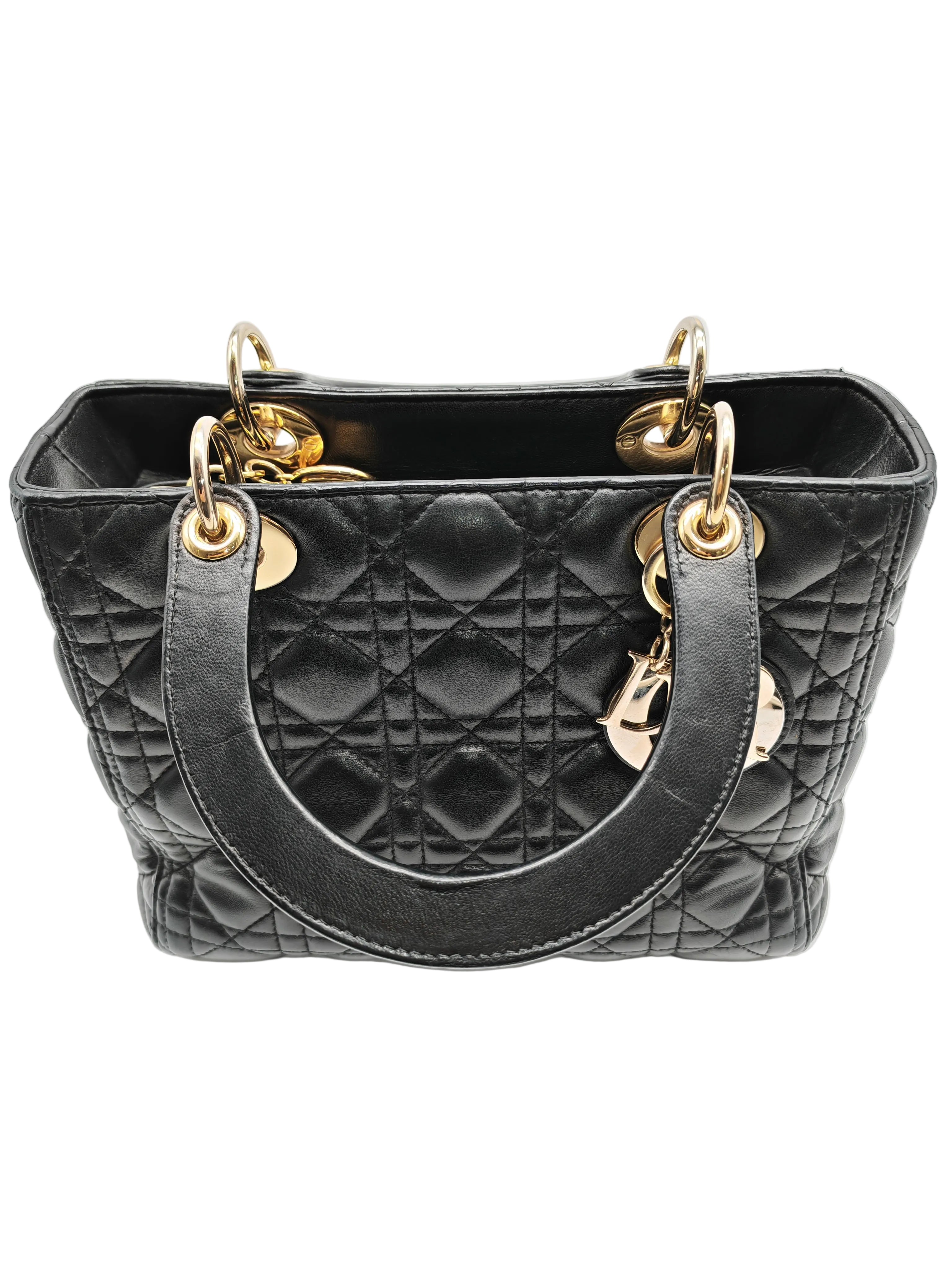 Christian Dior Lady Dior in Black Cannage Lambskin Leather Shoulder Bag