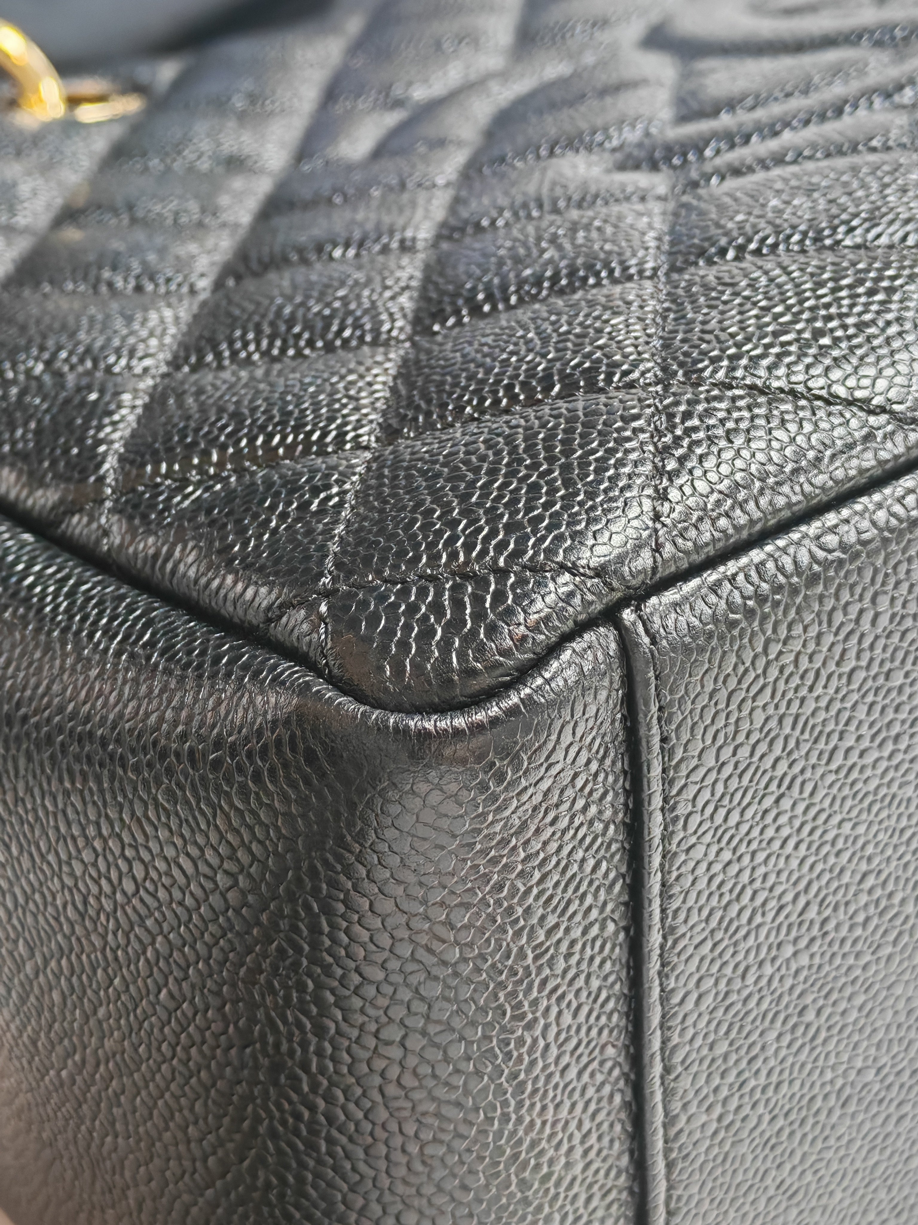 Chanel Grand Shopping Tote (GST) in Black Caviar Leather and Gold Hardware Series 18