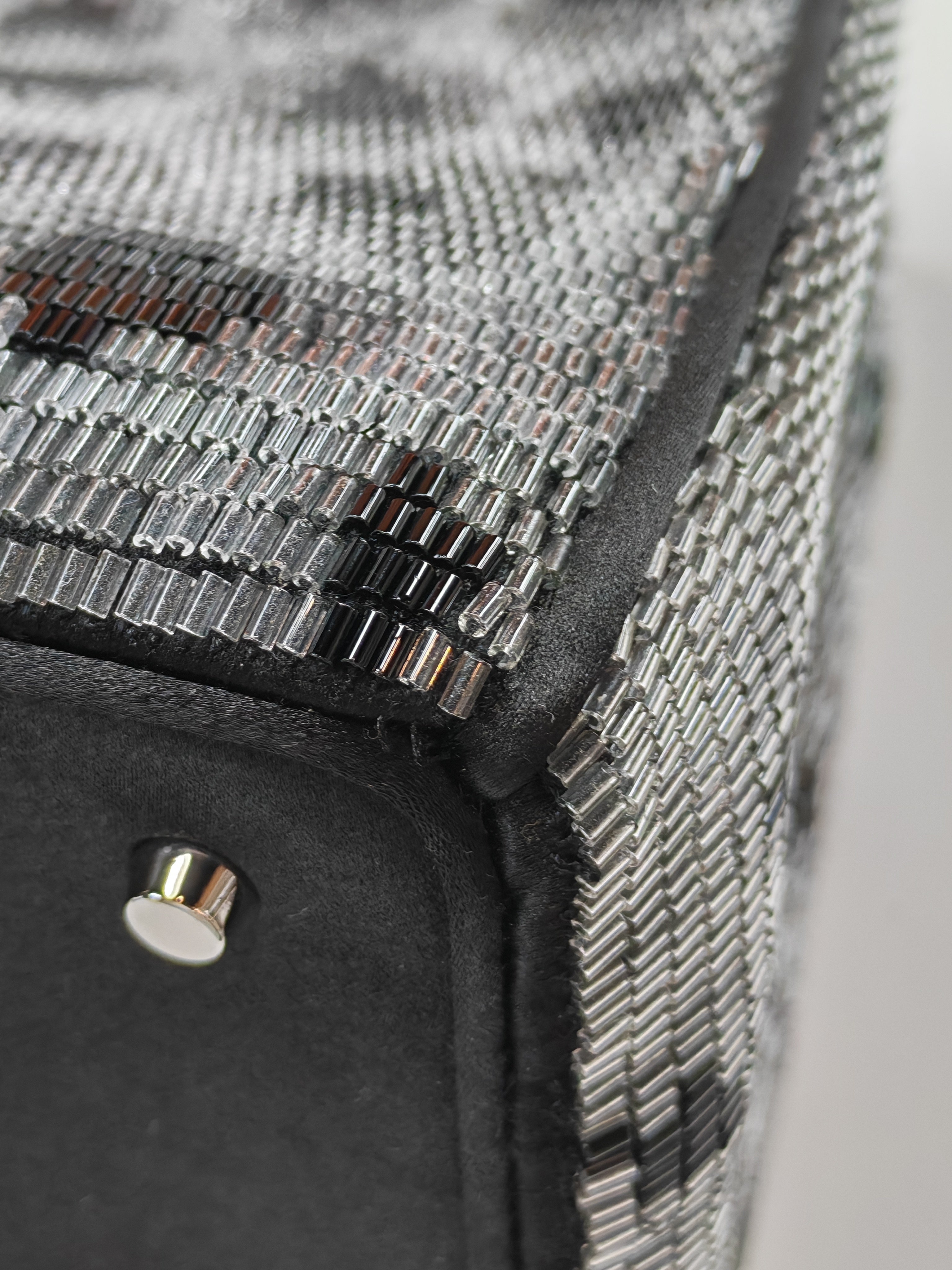 Christian Dior Leopard Lady Dior in Black and Gray  Wool Sequin Leather and Silver Hardware