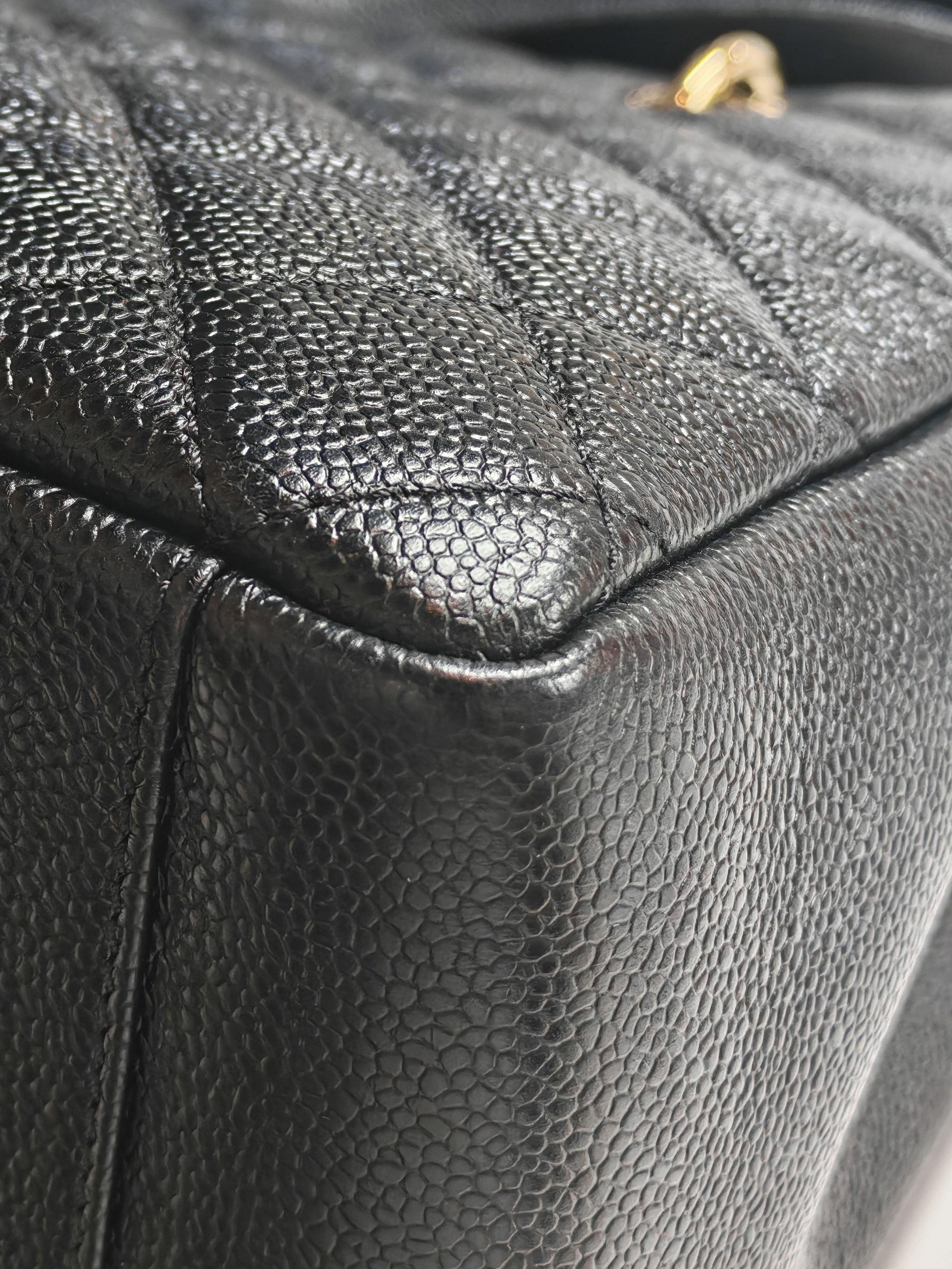 Chanel Grand Shopping Tote (GST) in Black Caviar Leather and Gold Hardware Series 18