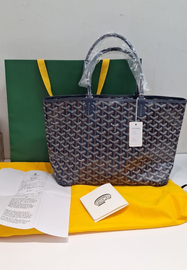 Goyard Artois PM in Navy Blue Goyardine Canvas Tote Bag