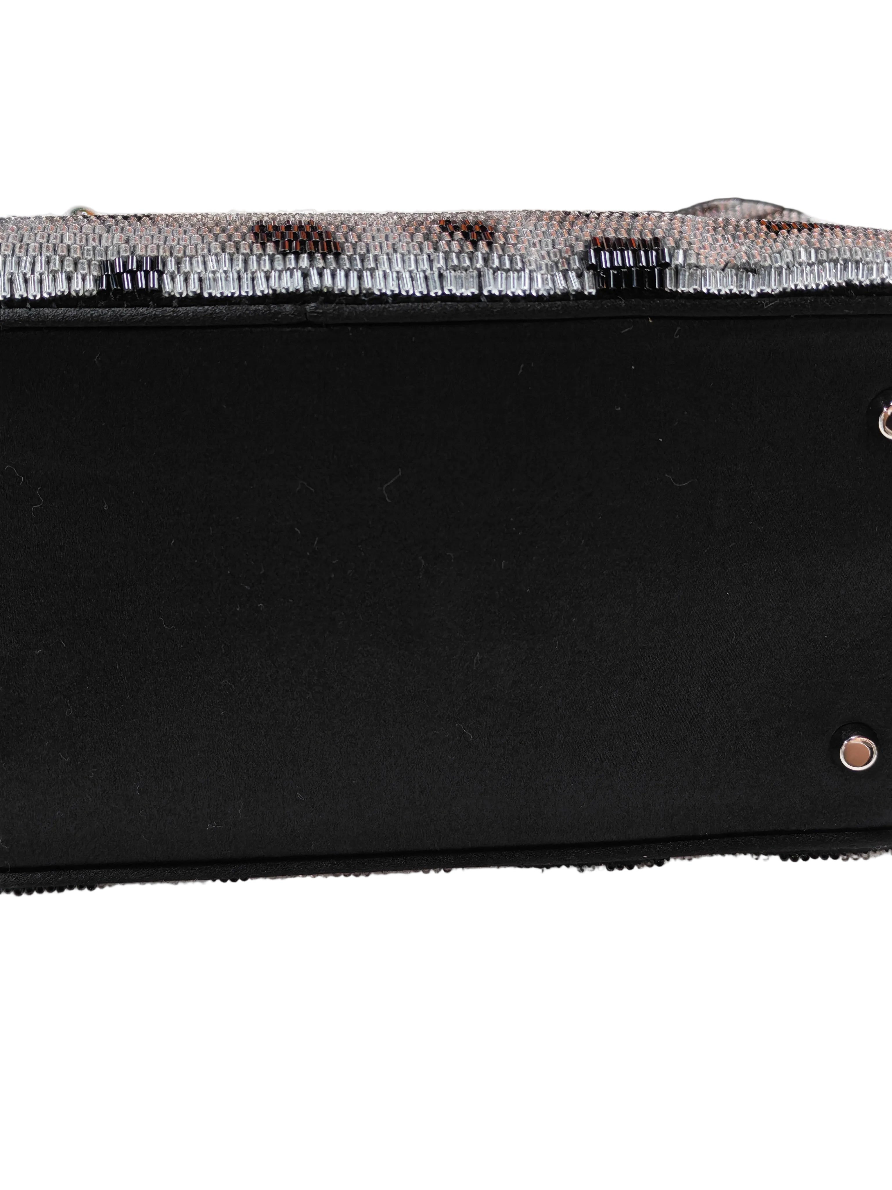 Christian Dior Leopard Lady Dior in Black and Gray  Wool Sequin Leather and Silver Hardware
