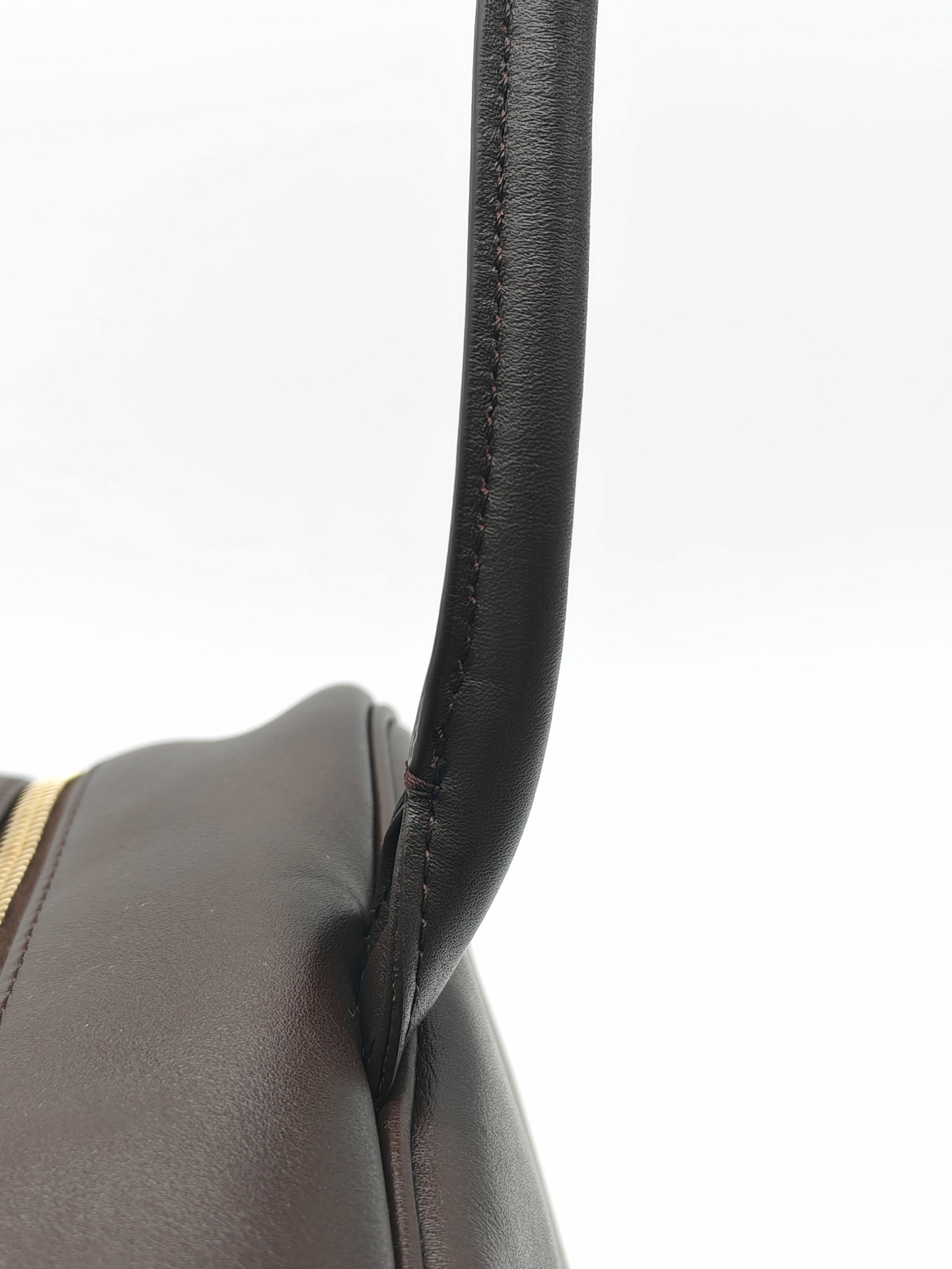 Chanel Large Bowling Bag in Dark Brown Calfskin Leather and Gold Hardware (Microchip)