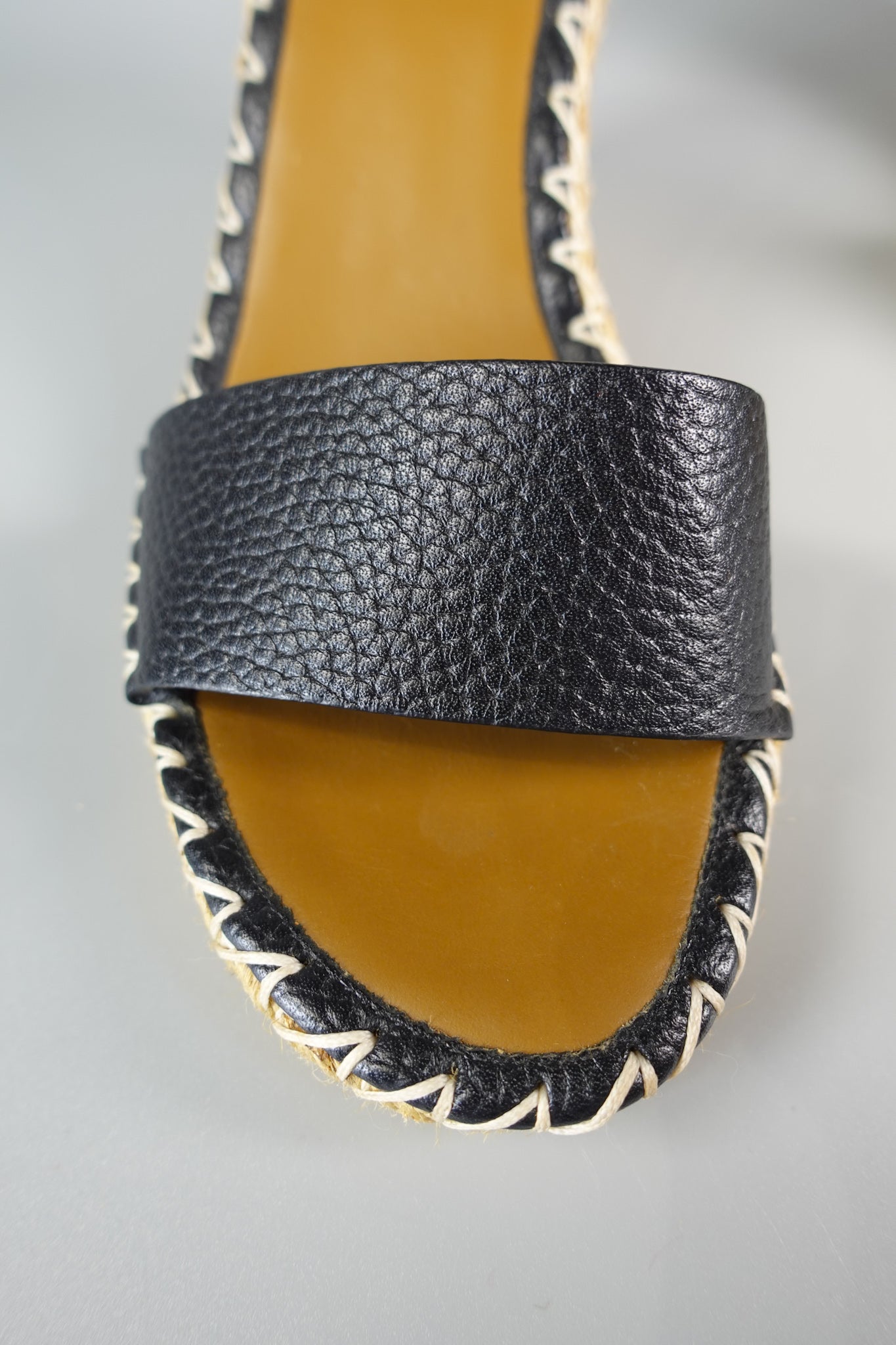 Rockstud Ankle Strap Espadrille Wedge in Black Grainy Calfskin Size 40 (26cm) | Purse Maison Luxury Bags Shop