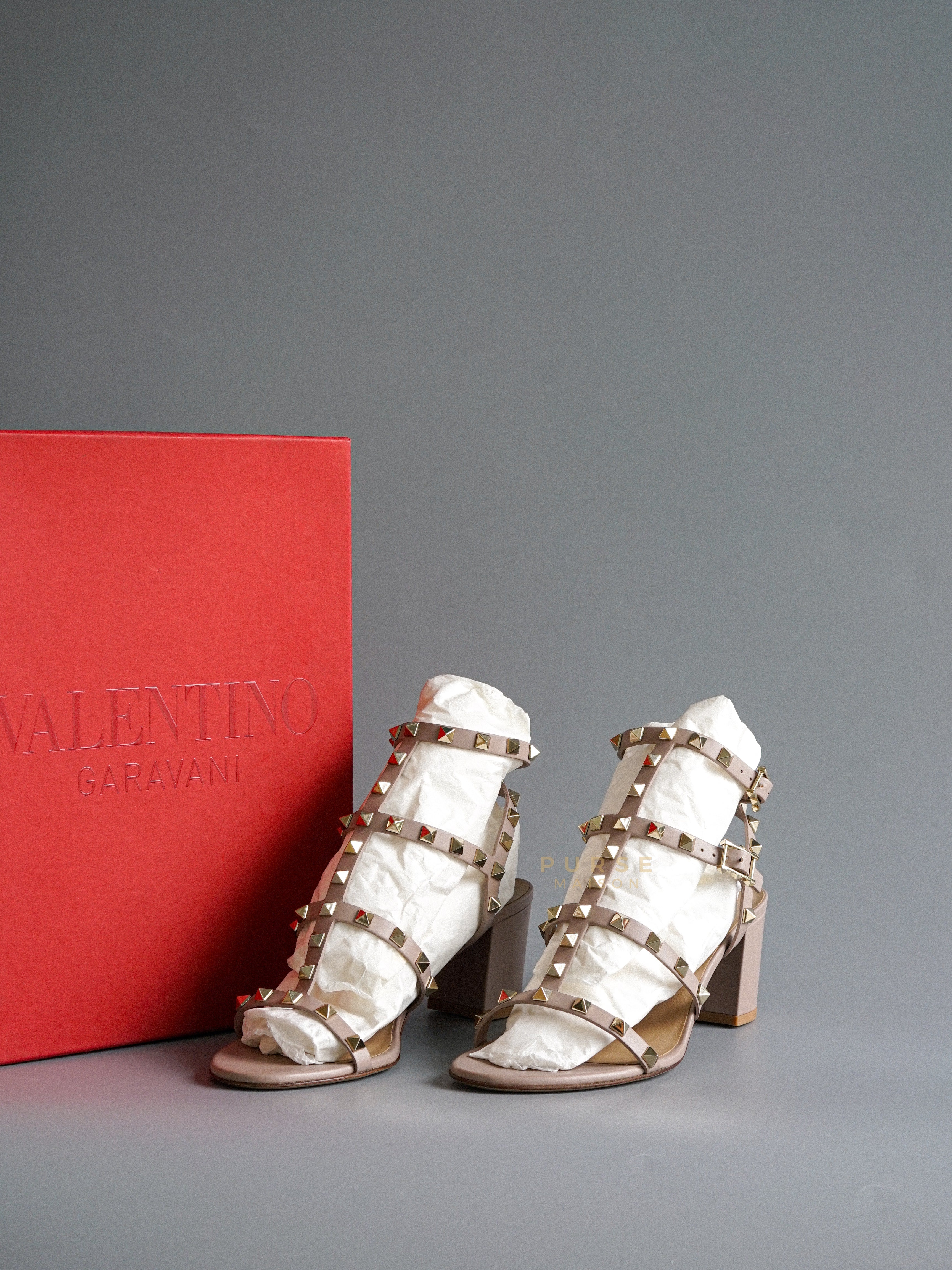 Rockstud Gladiator Sandals Nappa Leather Size 39 EU (25.5cm) | Purse Maison Luxury Bags Shop