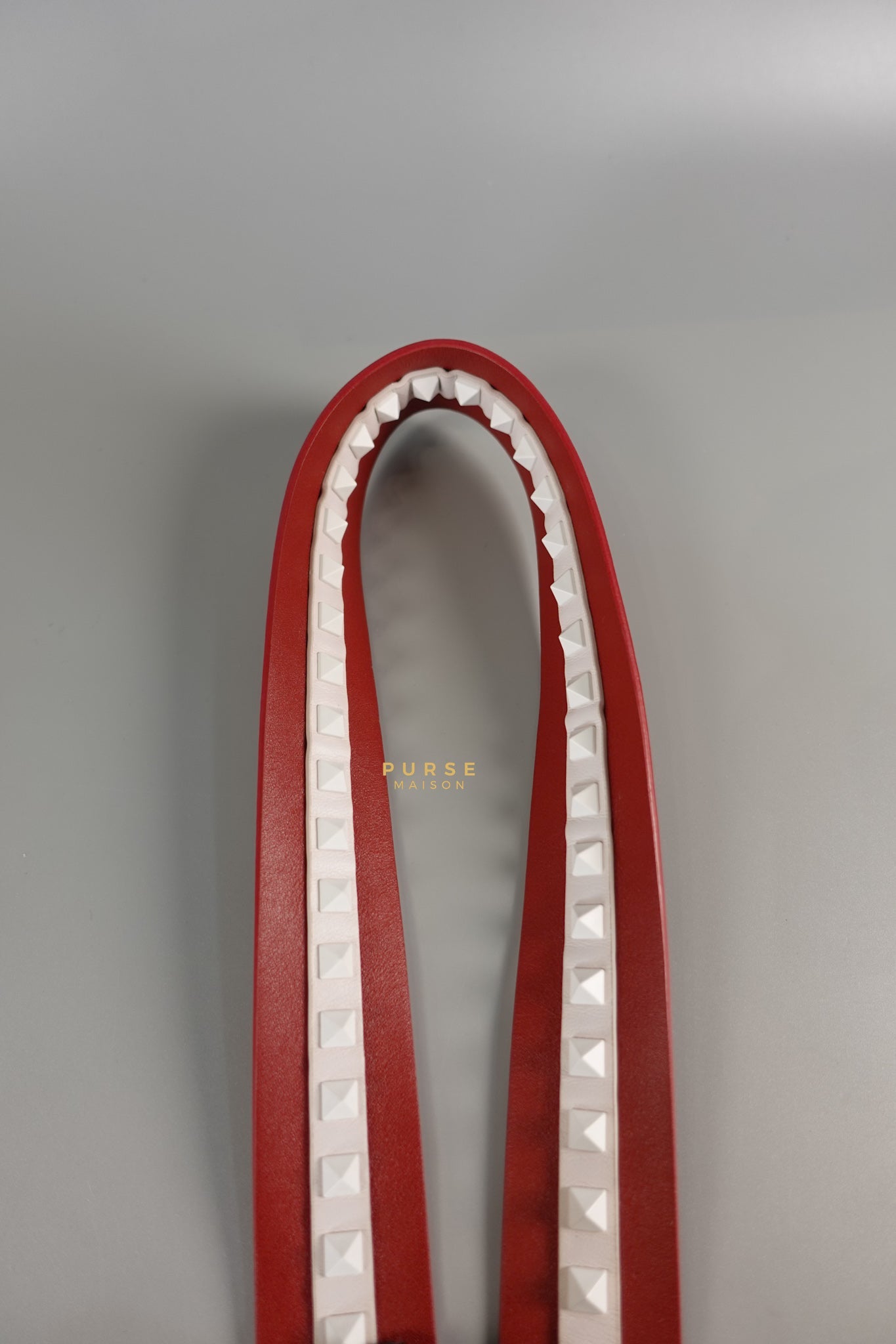 Rockstud Halfmoon Saddle in Red/White Vitello Colorblock Bag | Purse Maison Luxury Bags Shop