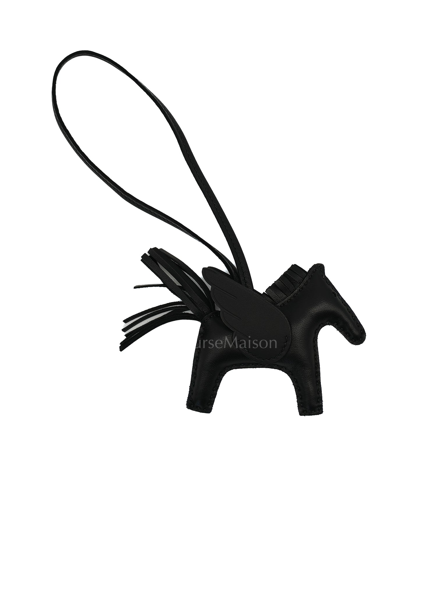 Rodeo Pegase in Black Swift Leather Bag Charm | Purse Maison Luxury Bags Shop