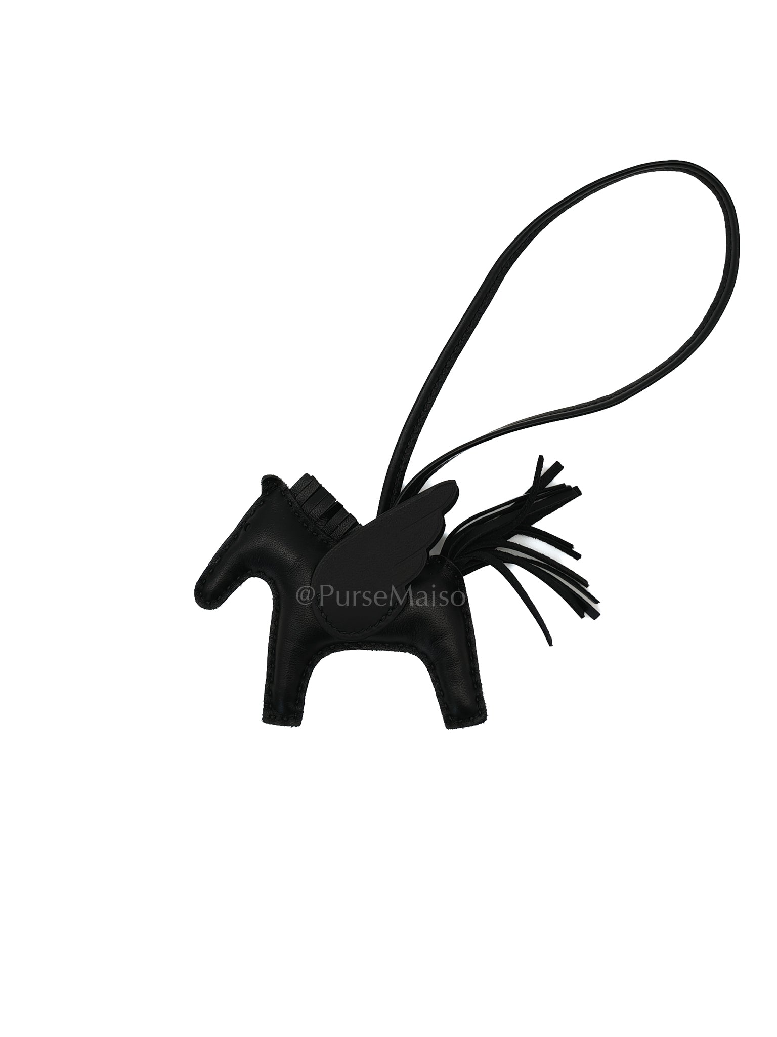 Rodeo Pegase in Black Swift Leather Bag Charm | Purse Maison Luxury Bags Shop