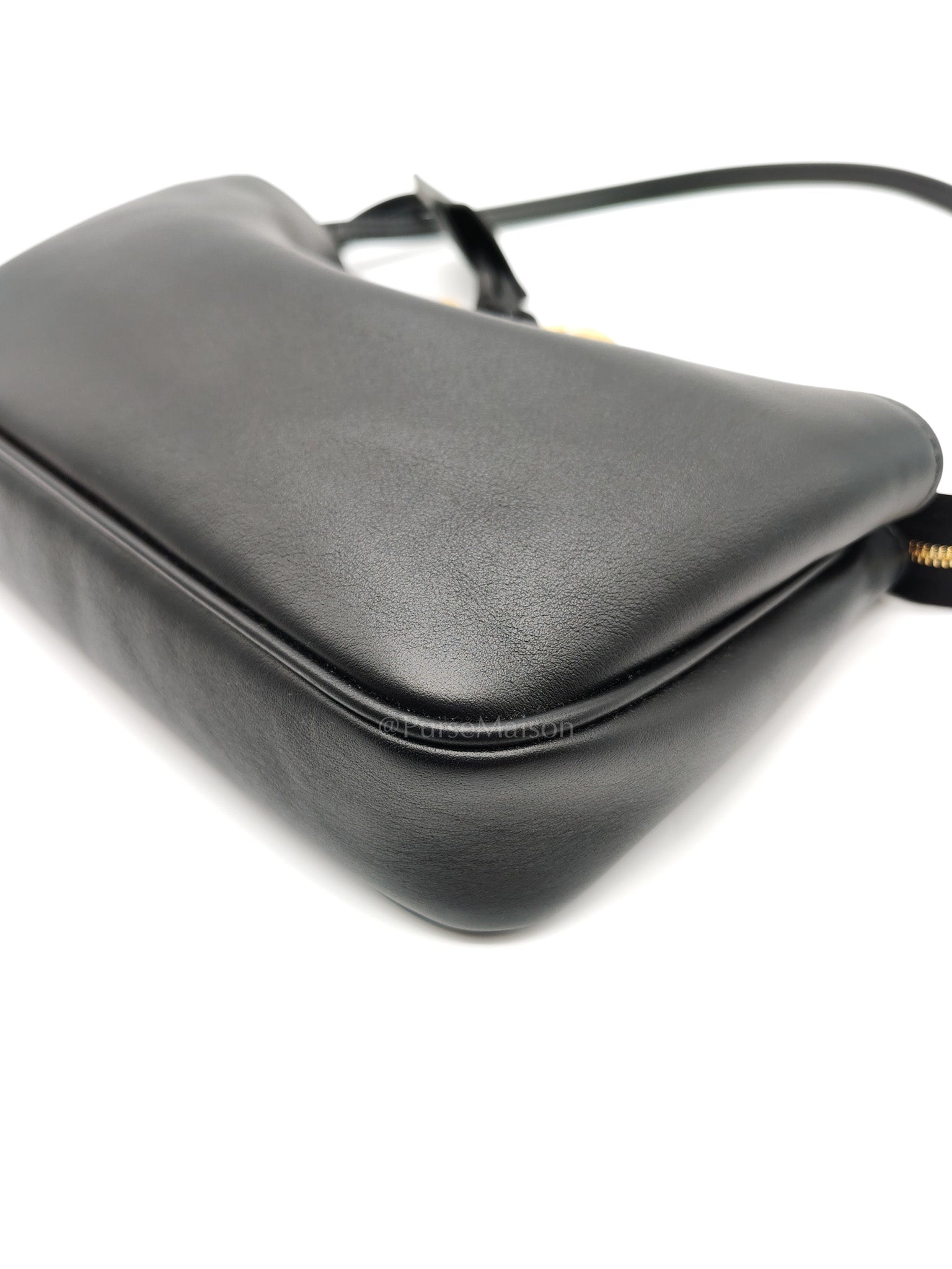 Rodeo Shoulder Bag in Black Calfskin Leather & Gold Hardware | Purse Maison Luxury Bags Shop