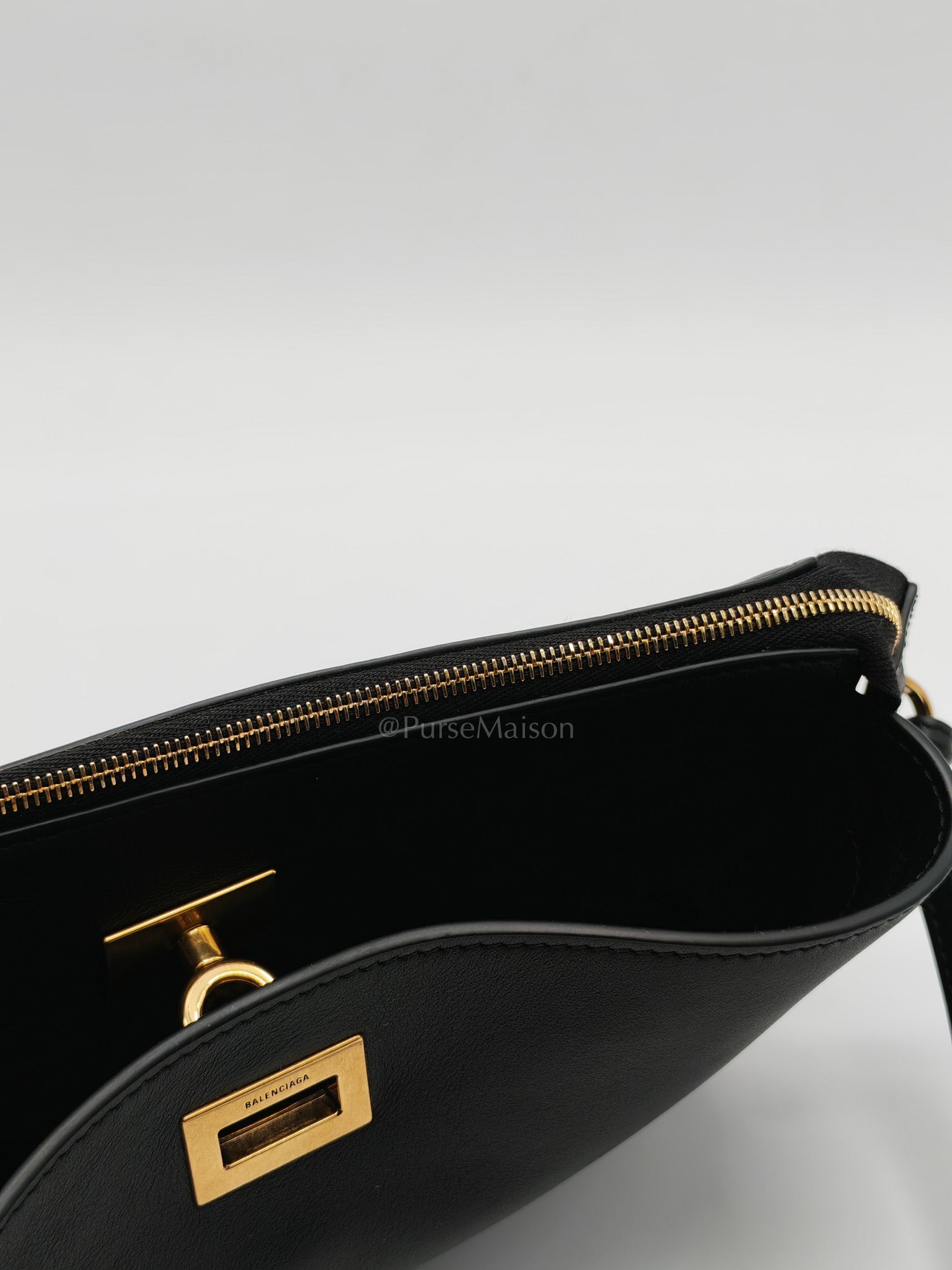Rodeo Shoulder Bag in Black Calfskin Leather & Gold Hardware | Purse Maison Luxury Bags Shop