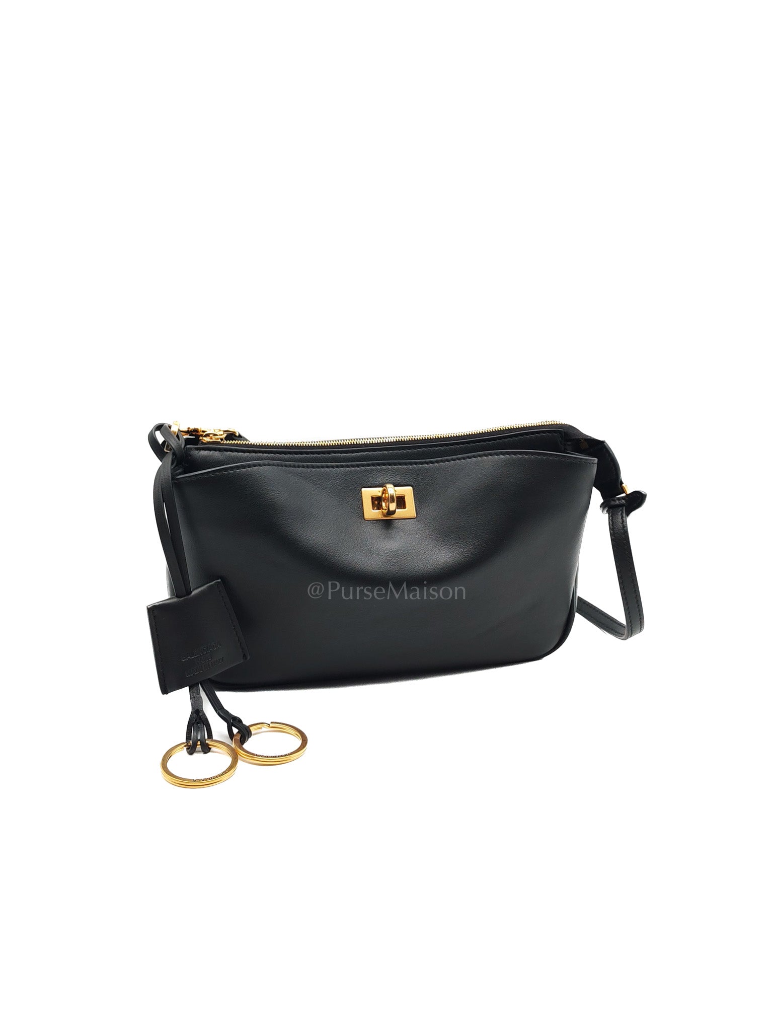 Rodeo Shoulder Bag in Black Calfskin Leather & Gold Hardware | Purse Maison Luxury Bags Shop