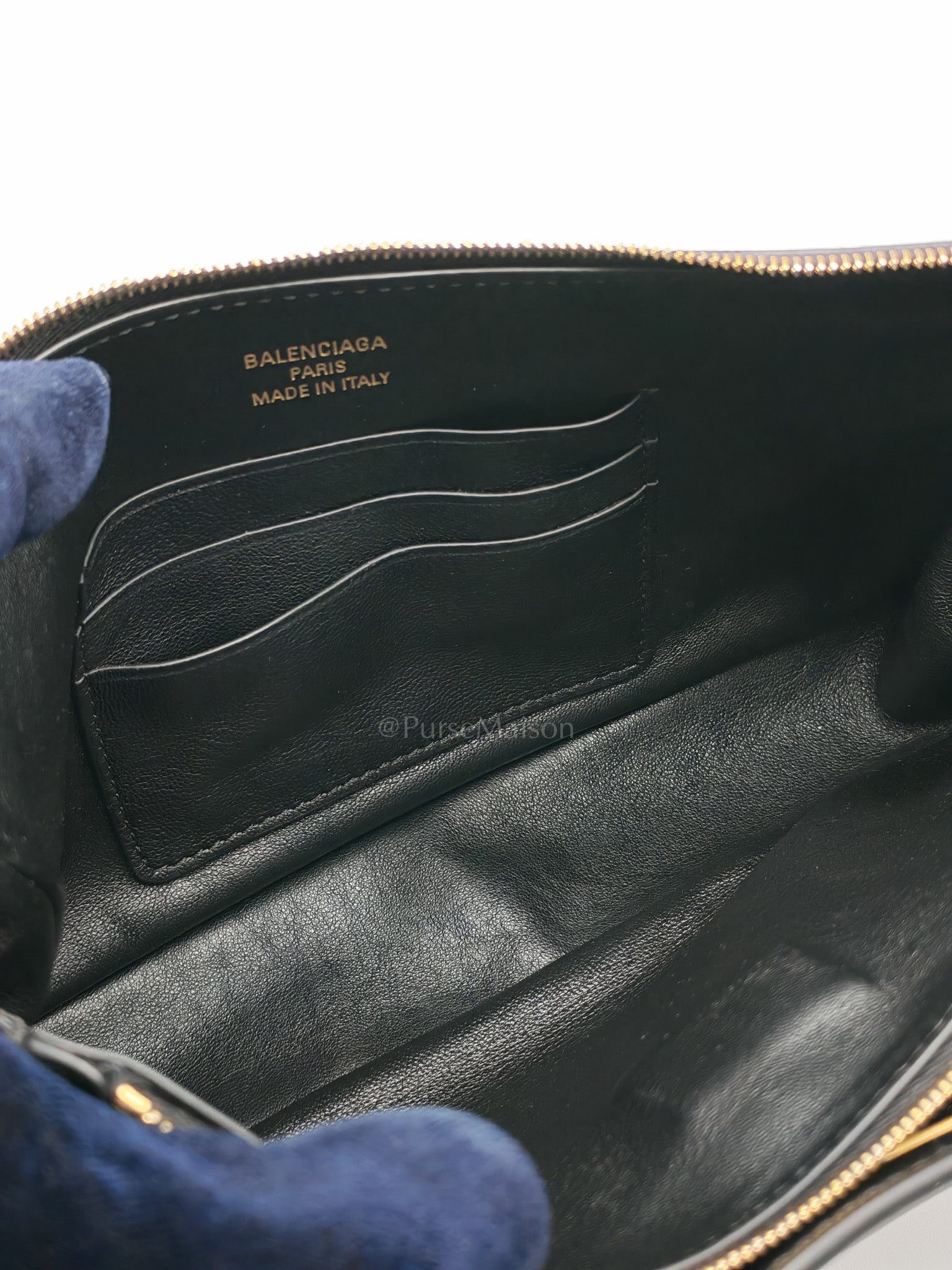 Rodeo Shoulder Bag in Black Calfskin Leather & Gold Hardware | Purse Maison Luxury Bags Shop