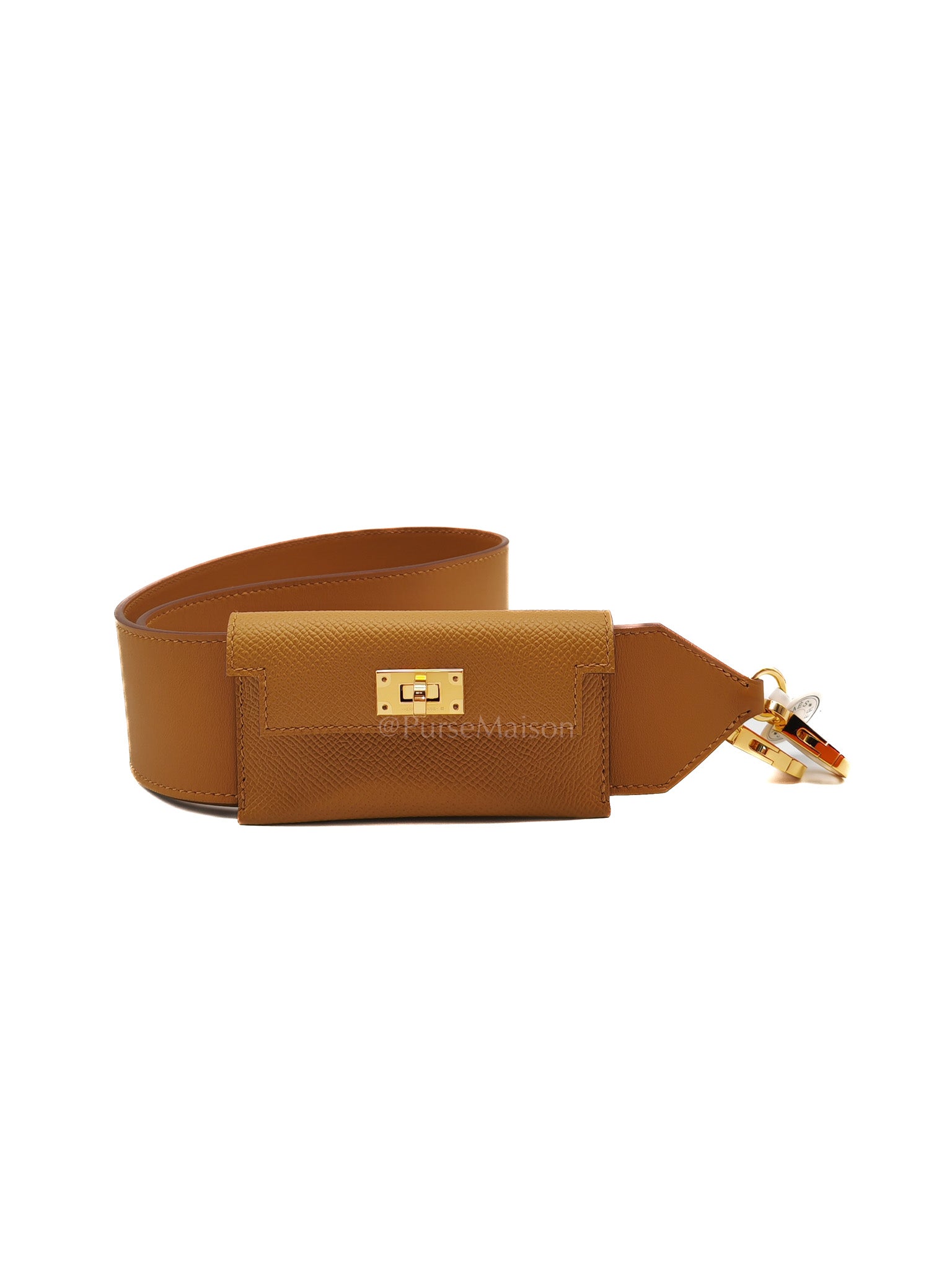 Kelly Strap in Chai Swift Leather and Gold Hardware Stamp W(2024)