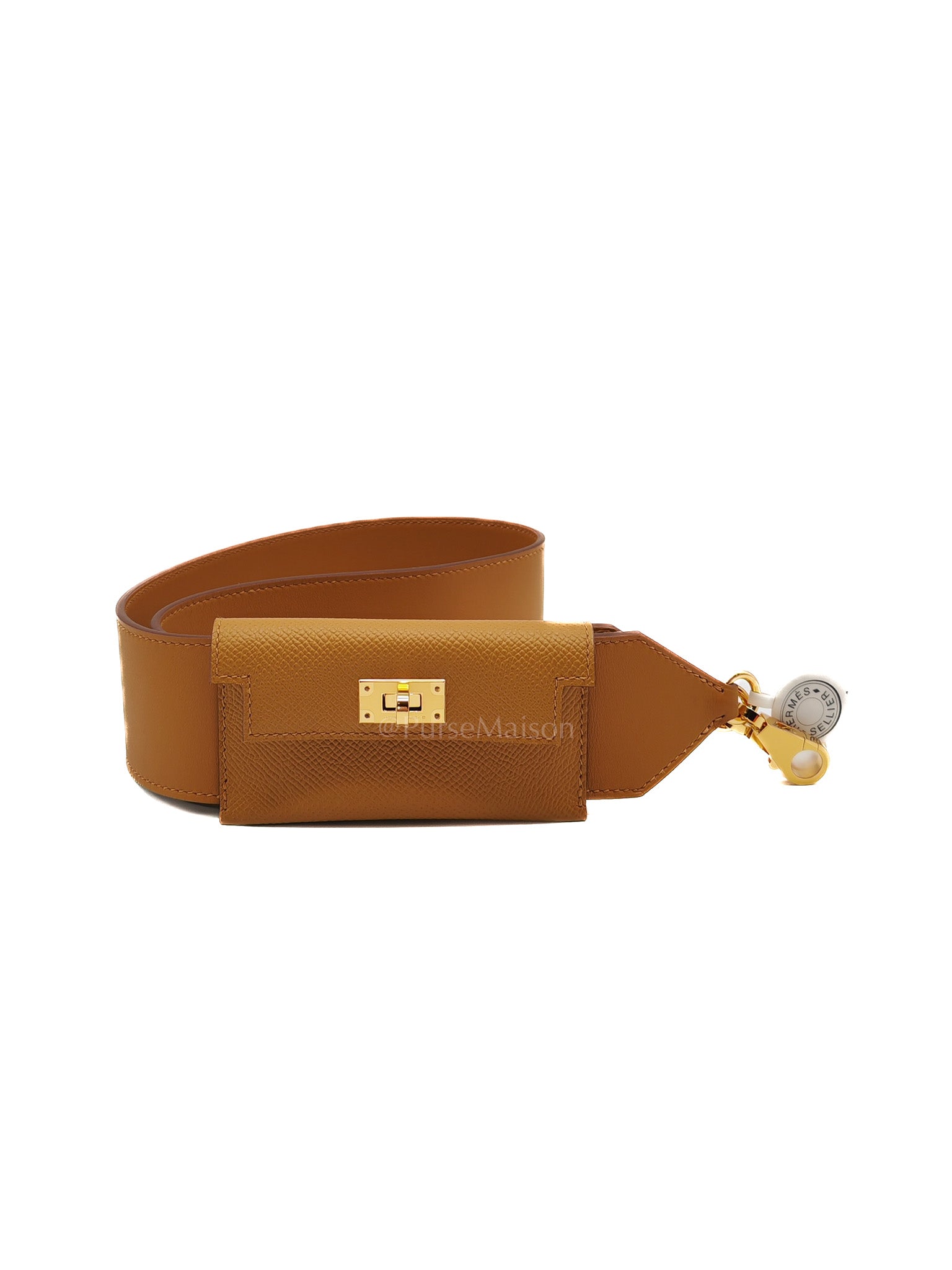 Kelly Strap in Chai Swift Leather and Gold Hardware Stamp W(2024)