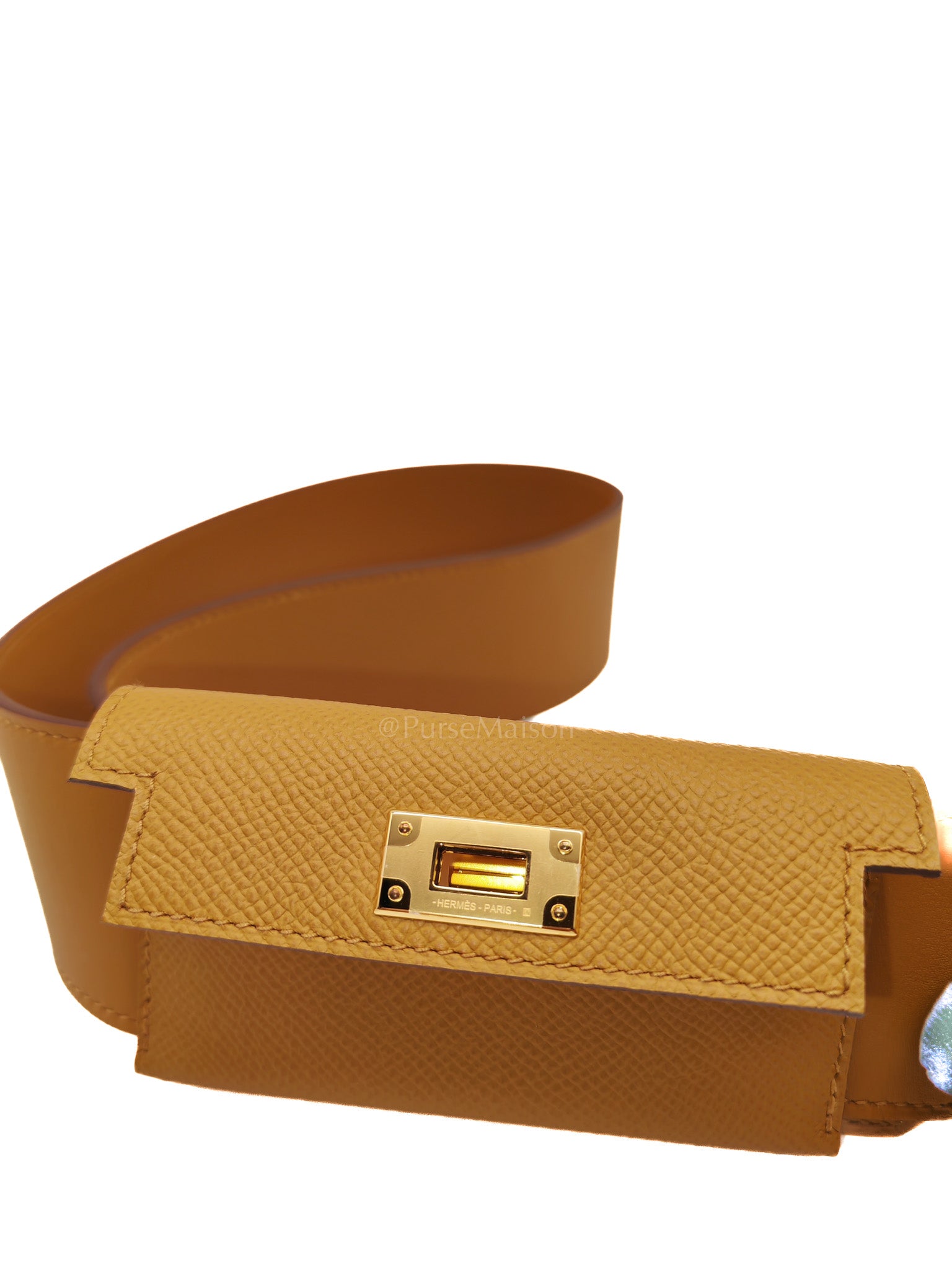 Kelly Strap in Chai Swift Leather and Gold Hardware Stamp W(2024)