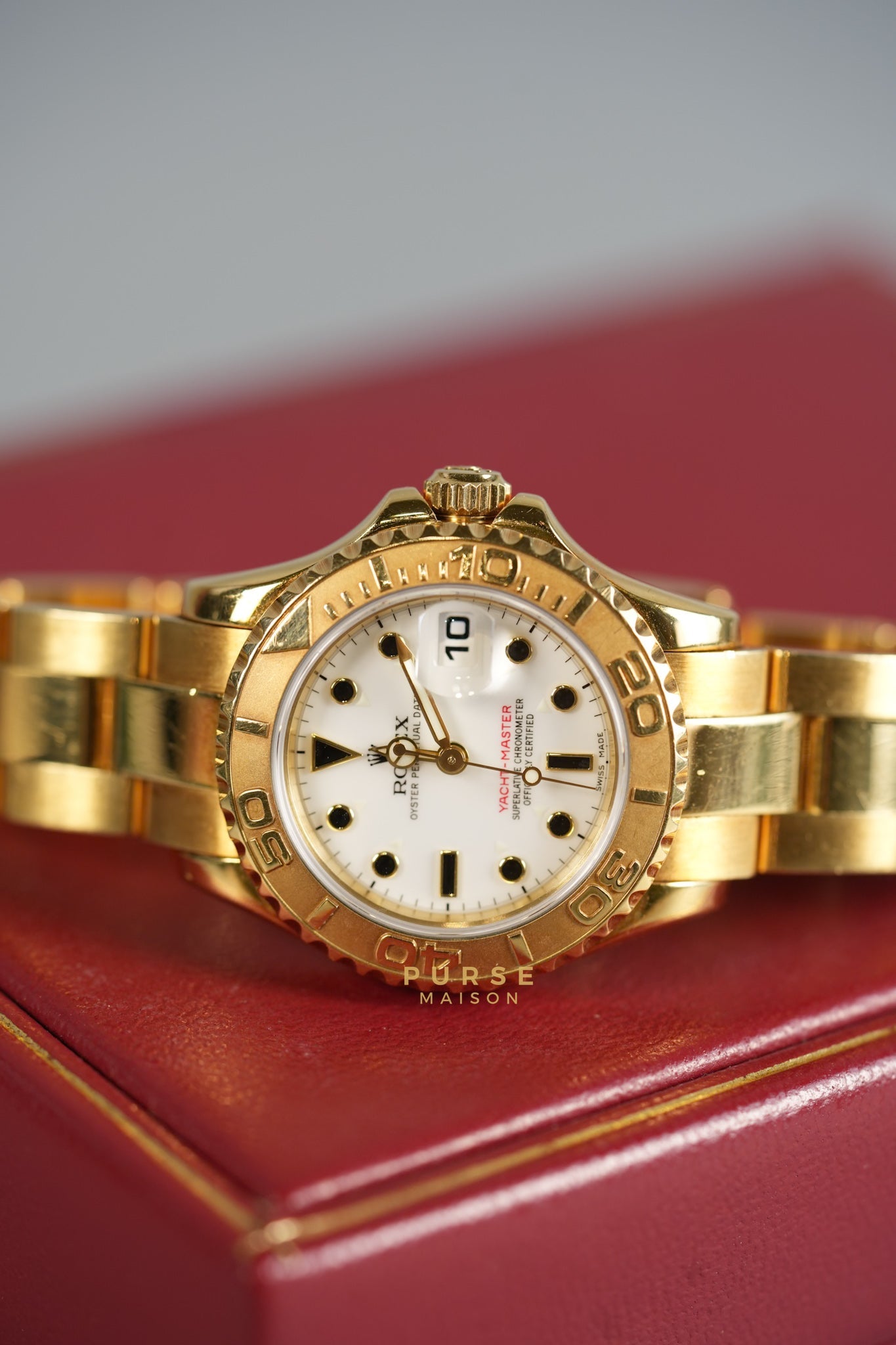 Rolex Yacht-Master Oyster Perpetual Date Women's 18k Yellow Gold Watch 26mm Ref 69628 | Purse Maison Luxury Bags Shop