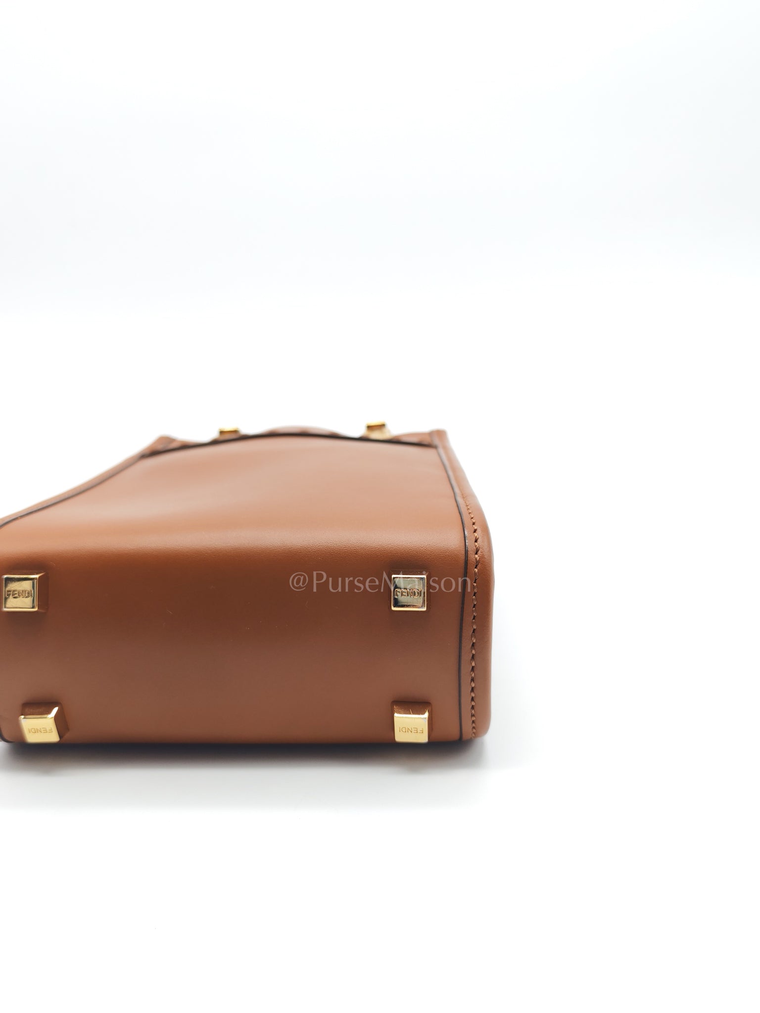 Roma Sunshine Mini Shopper Bag in Brown Calfskin Leather and Tortoise-Shell Handle | Purse Maison Luxury Bags Shop