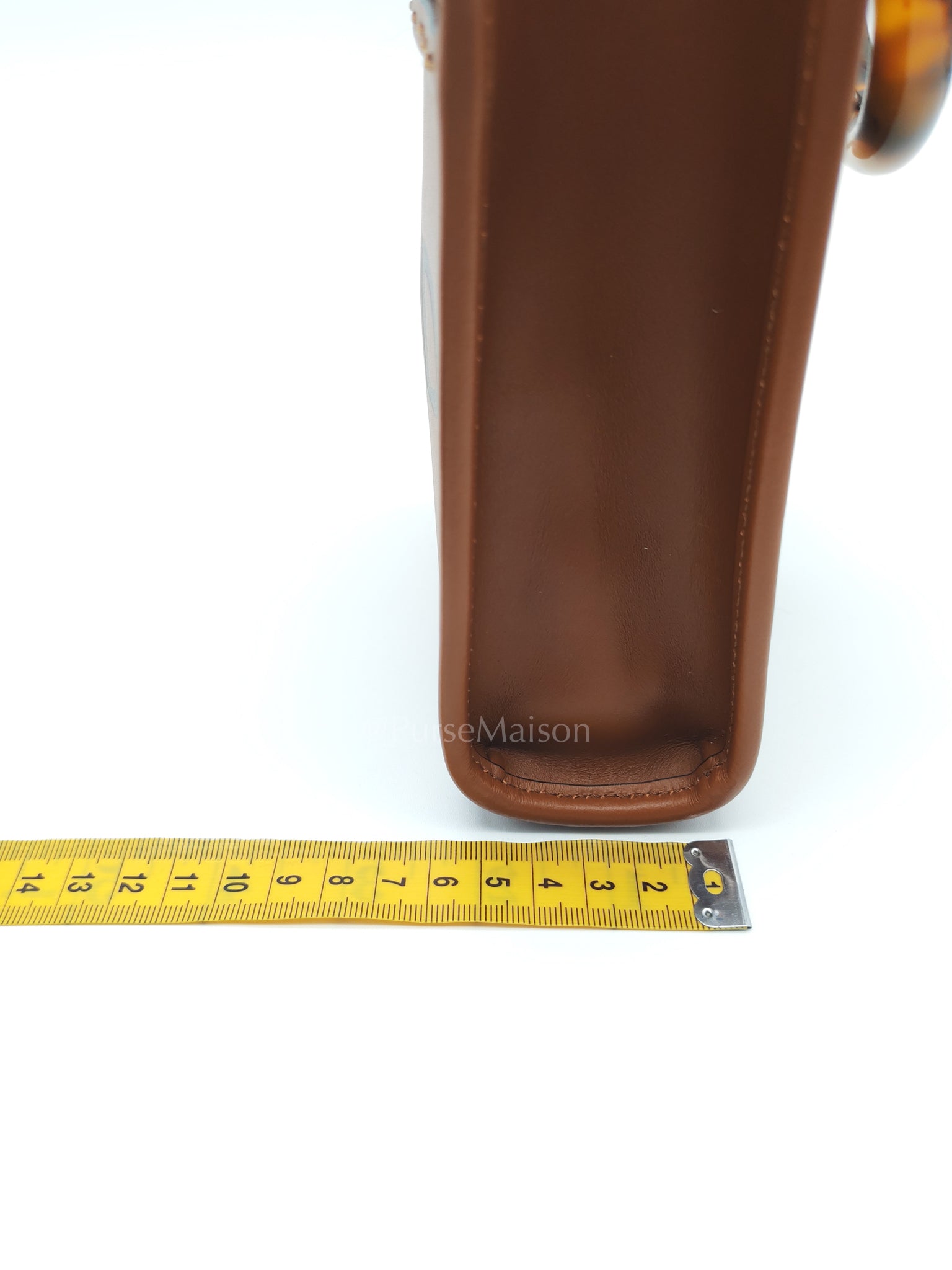 Roma Sunshine Mini Shopper Bag in Brown Calfskin Leather and Tortoise-Shell Handle | Purse Maison Luxury Bags Shop