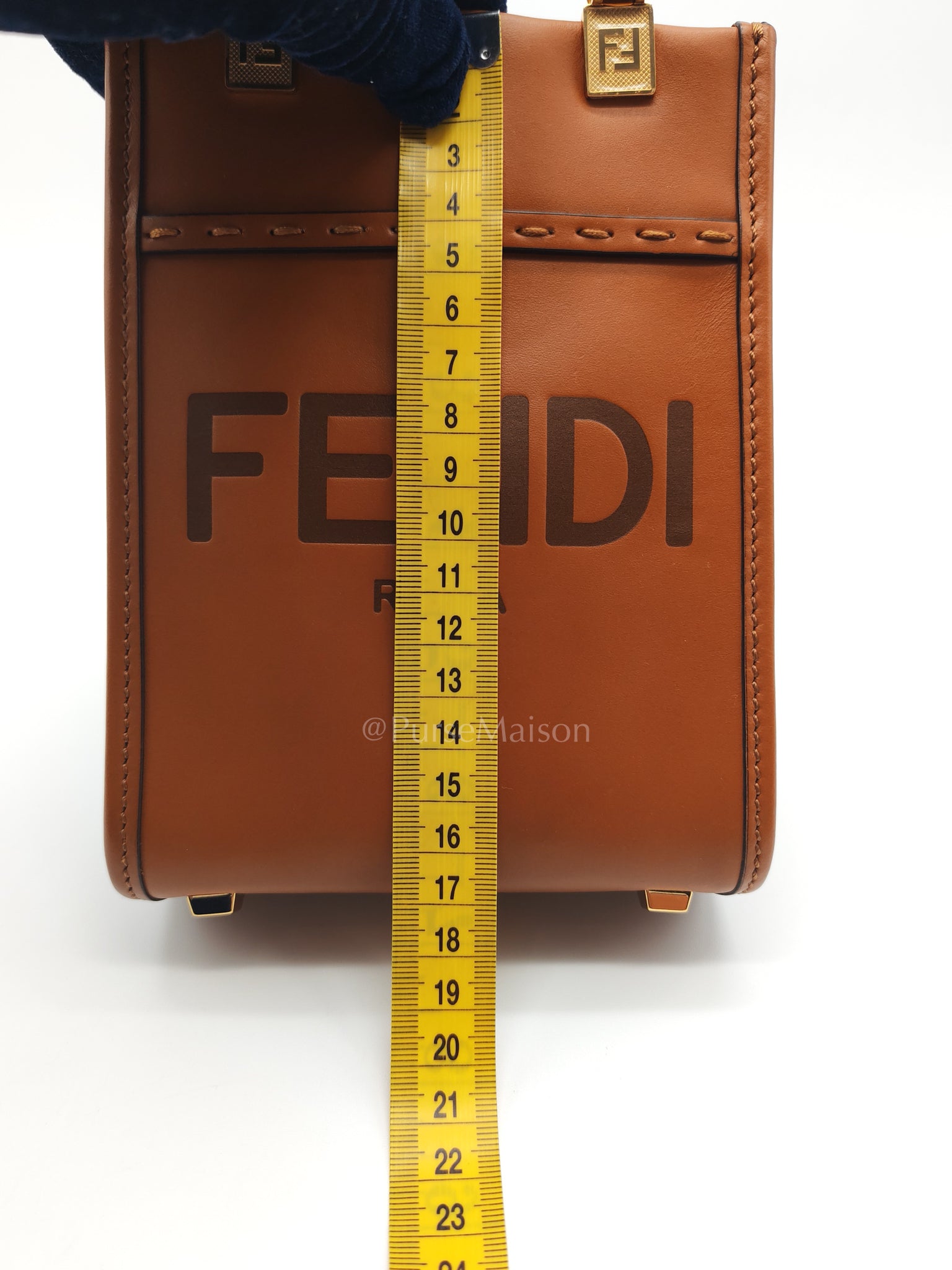 Roma Sunshine Mini Shopper Bag in Brown Calfskin Leather and Tortoise-Shell Handle | Purse Maison Luxury Bags Shop