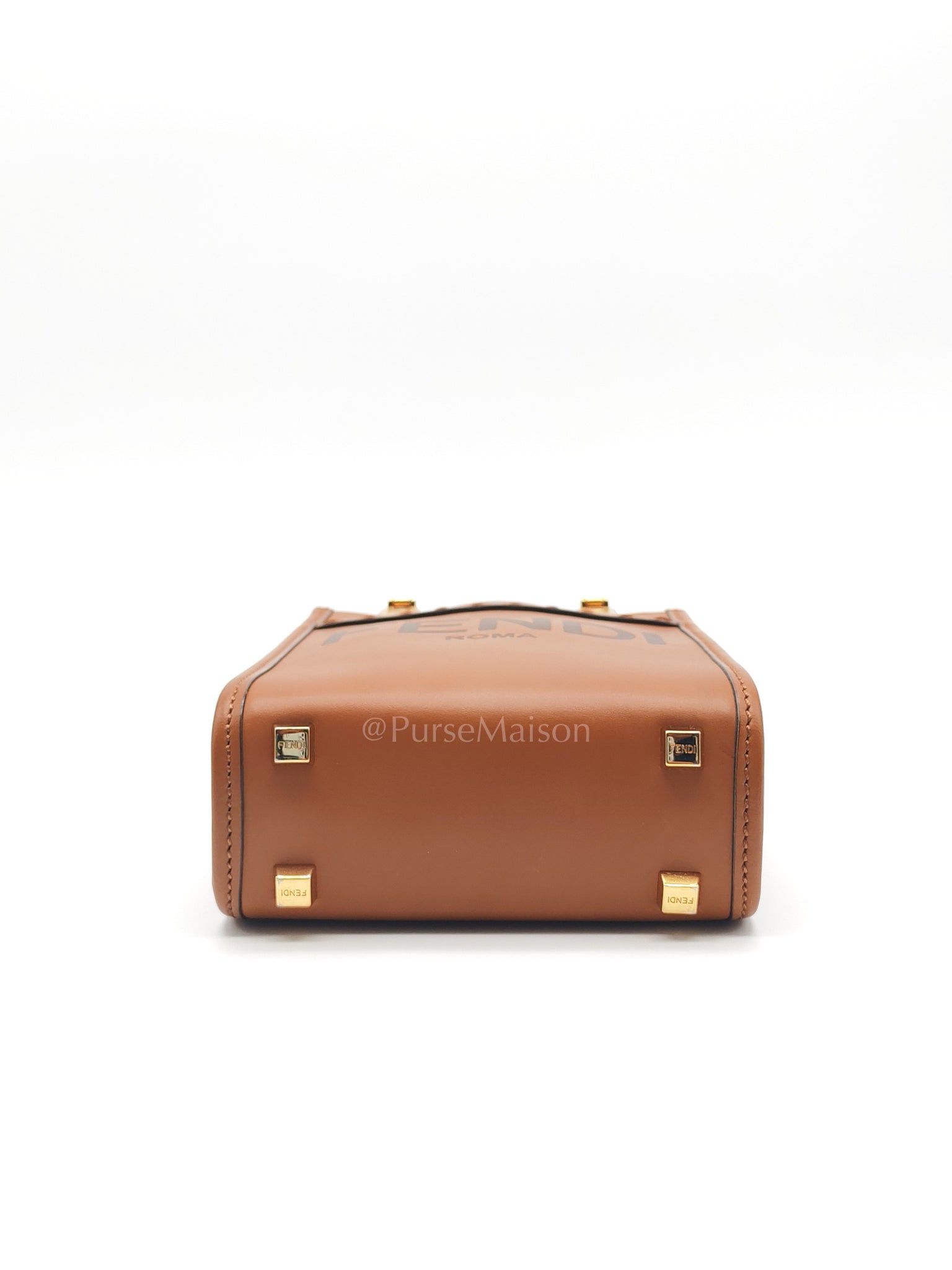 Roma Sunshine Mini Shopper Bag in Brown Calfskin Leather and Tortoise-Shell Handle | Purse Maison Luxury Bags Shop