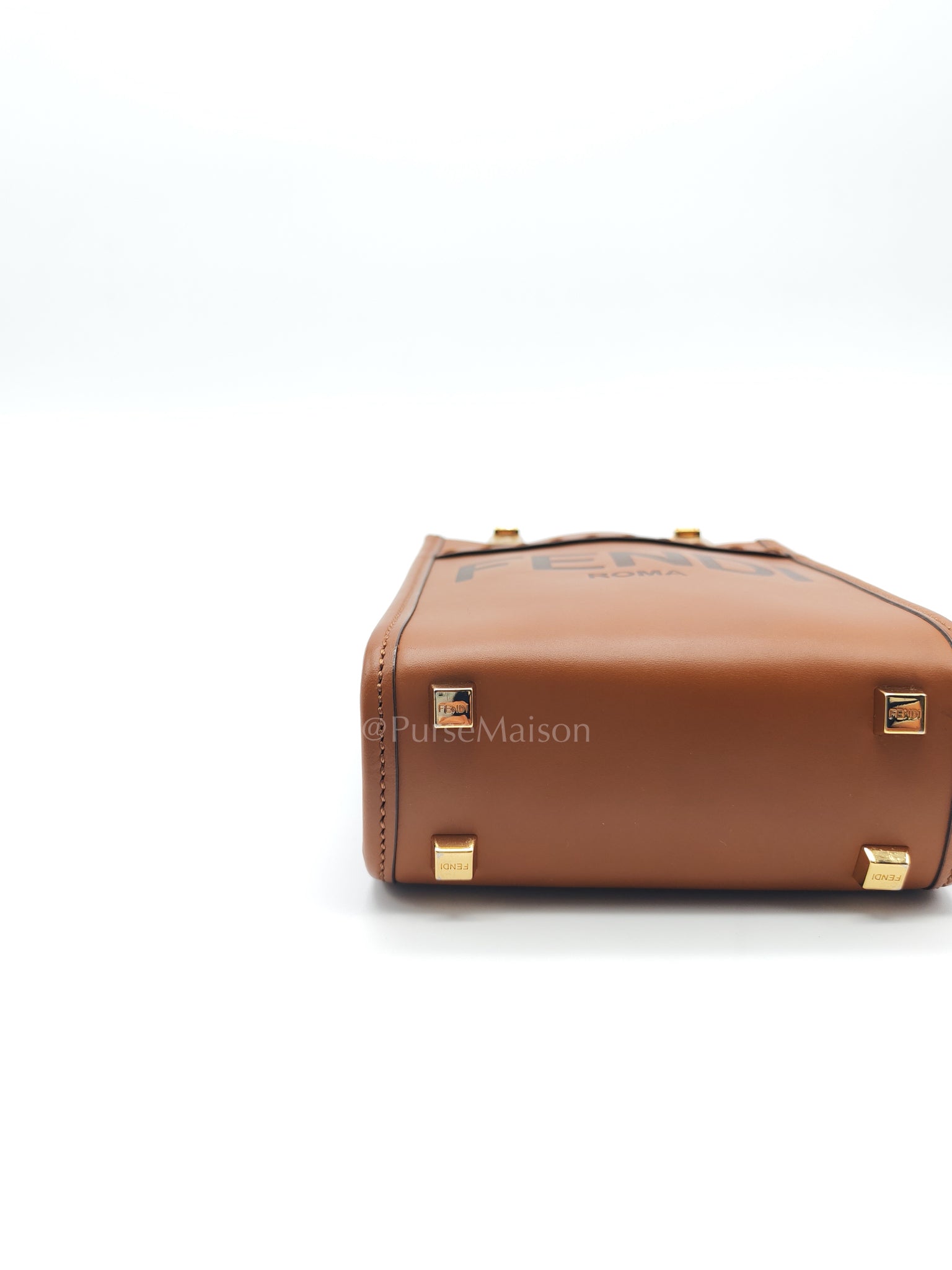 Roma Sunshine Mini Shopper Bag in Brown Calfskin Leather and Tortoise-Shell Handle | Purse Maison Luxury Bags Shop