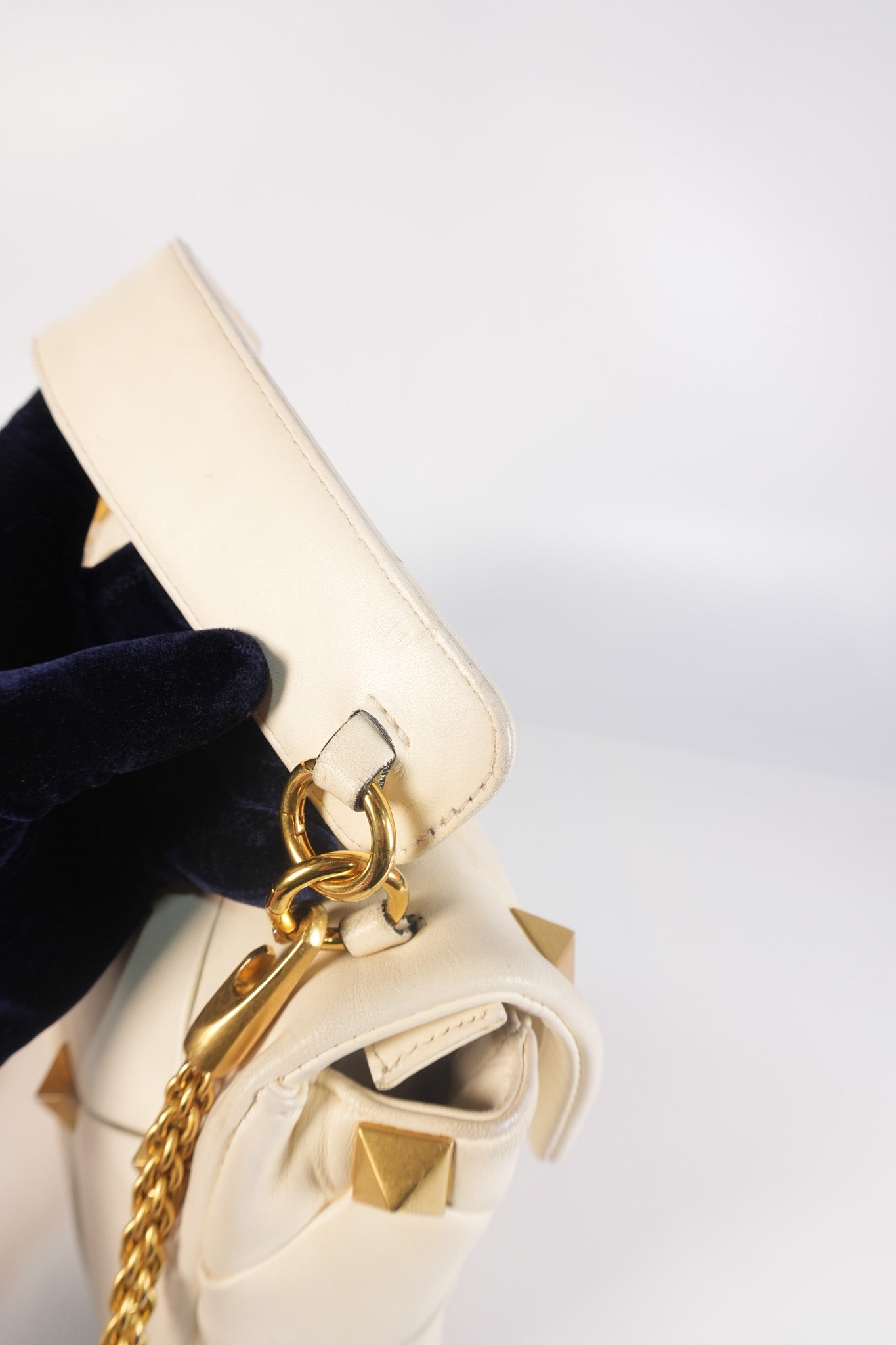 Roman Stud Top Handle Off White Nappa Leather Crossbody Bag | Purse Maison Luxury Bags Shop