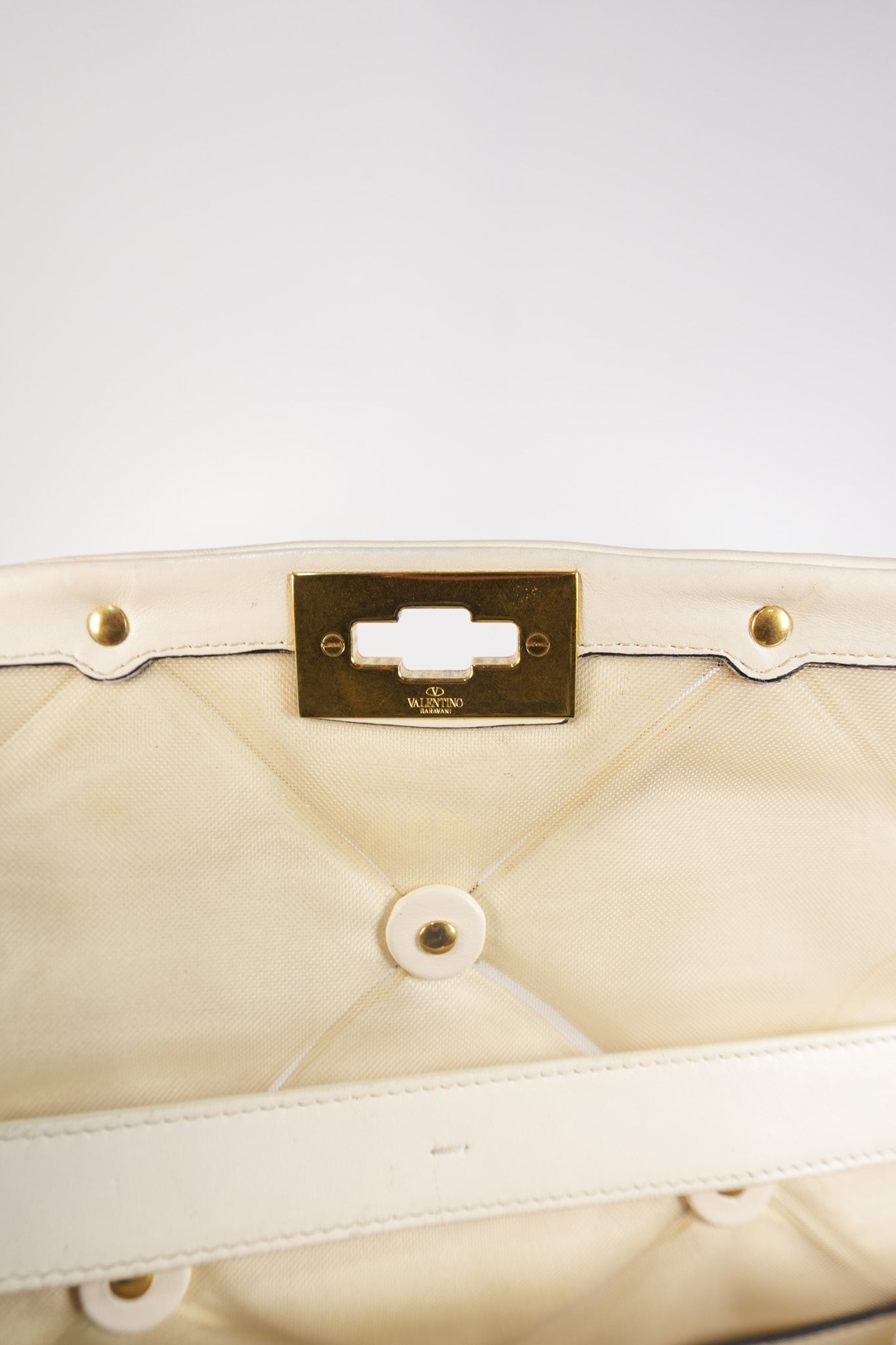 Roman Stud Top Handle Off White Nappa Leather Crossbody Bag | Purse Maison Luxury Bags Shop