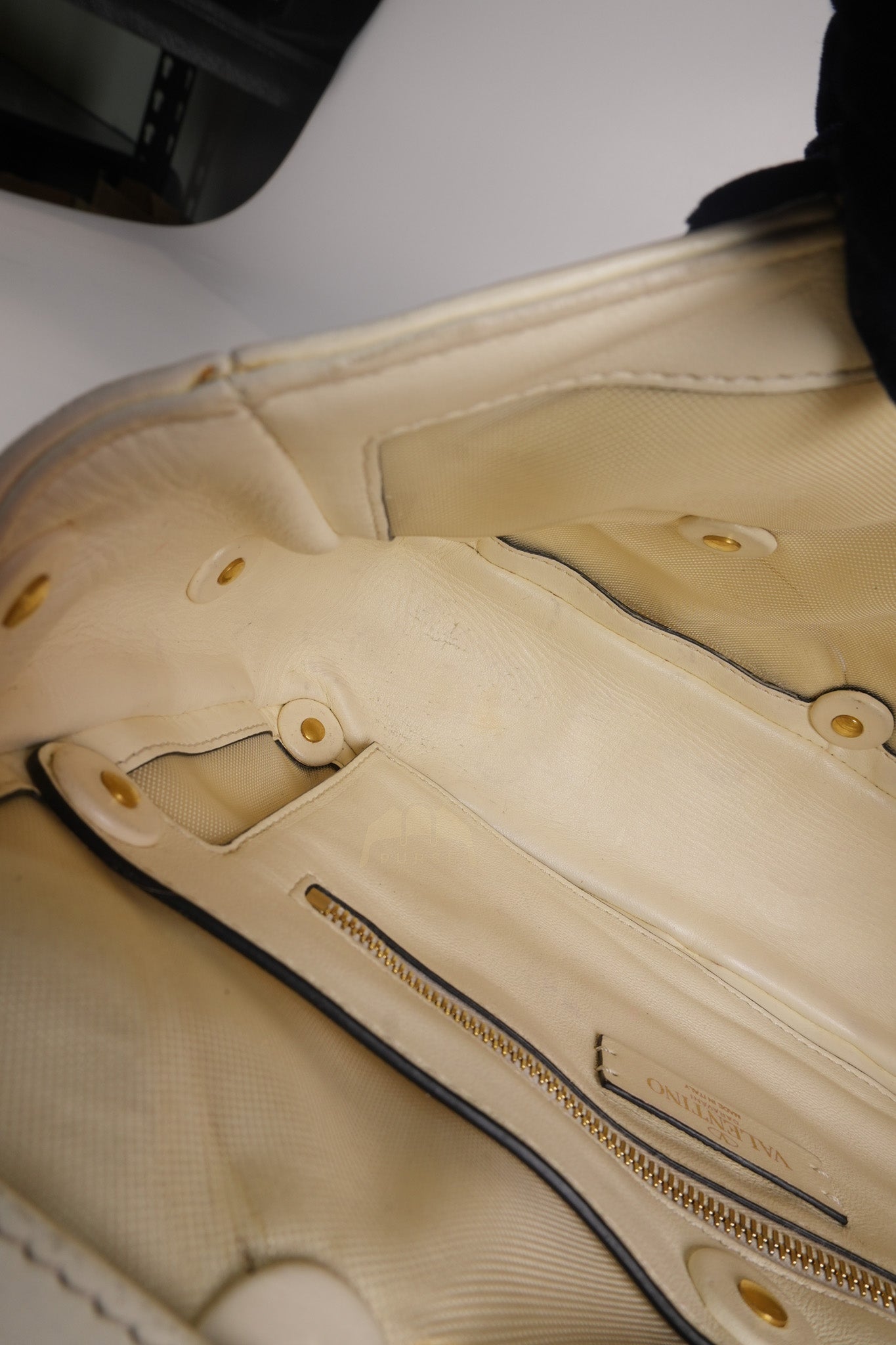 Roman Stud Top Handle Off White Nappa Leather Crossbody Bag | Purse Maison Luxury Bags Shop