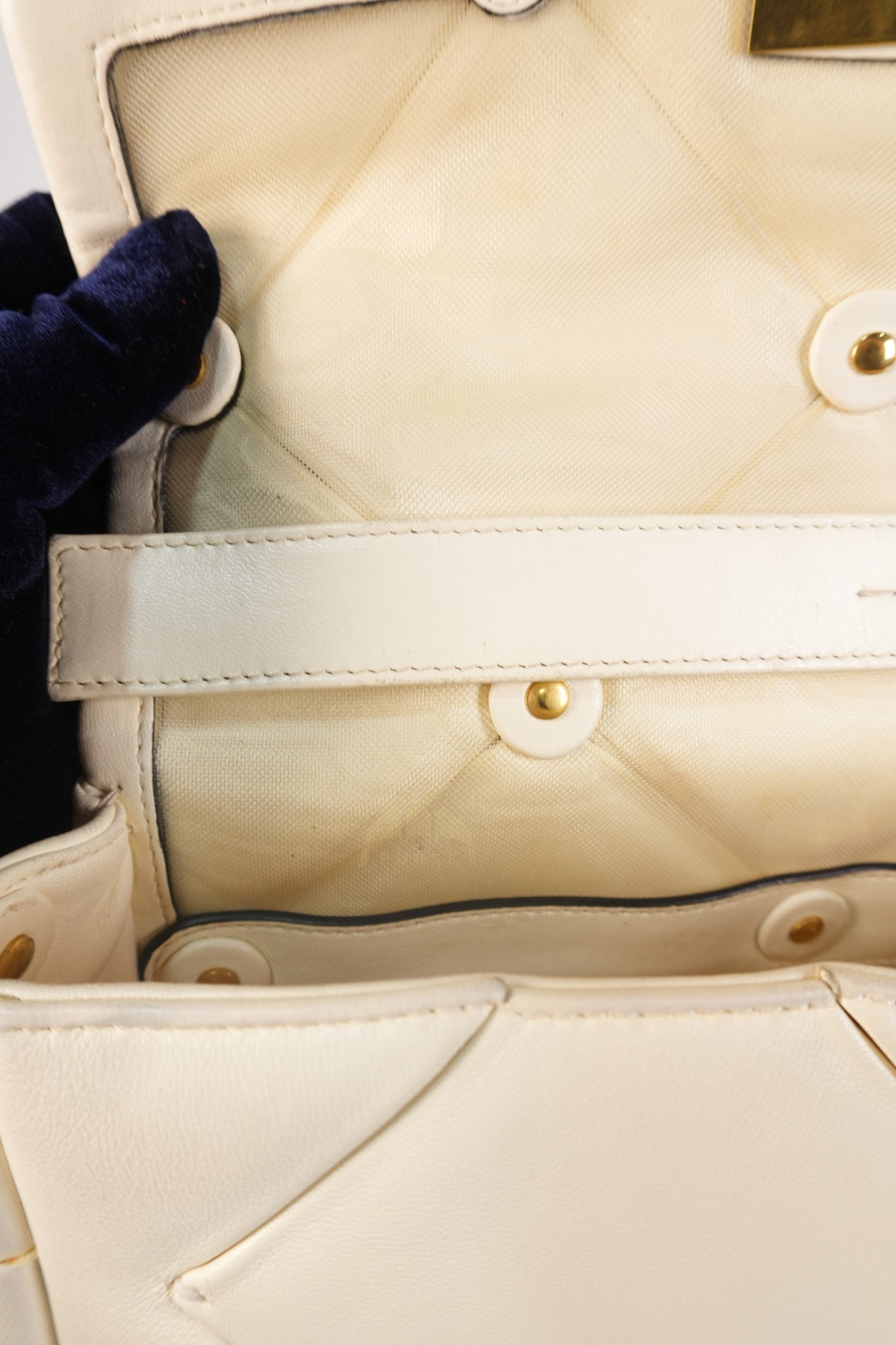 Roman Stud Top Handle Off White Nappa Leather Crossbody Bag | Purse Maison Luxury Bags Shop