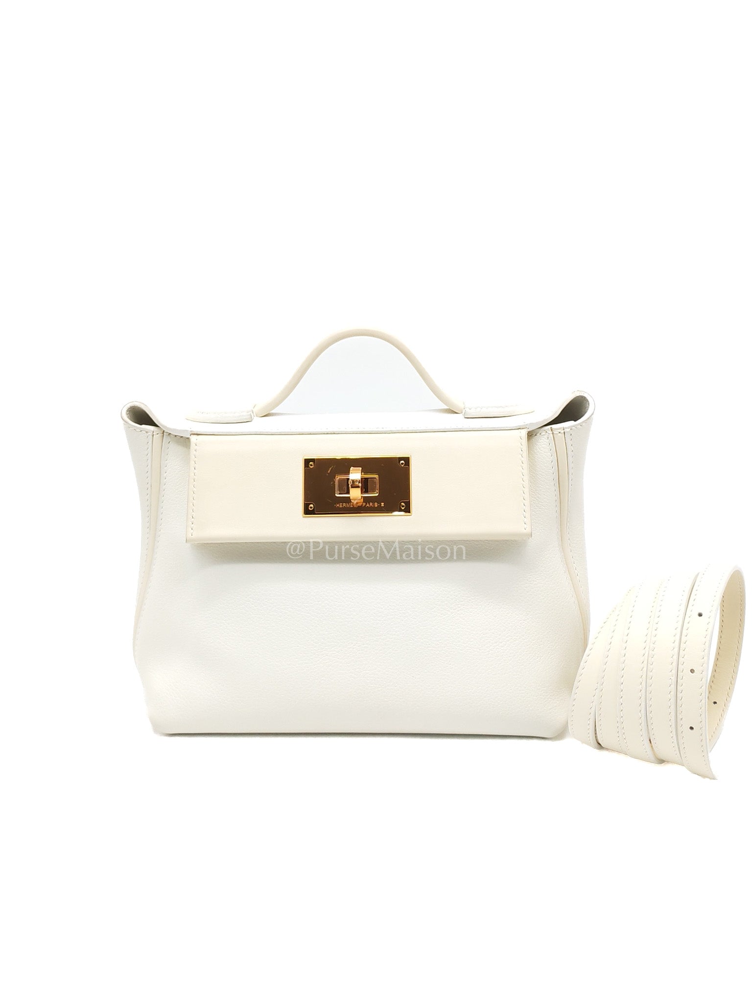 Hermes 24/24 Mini Veau Evercolor/Veau Swift Ay Blanc/Nata and Gold Hardware Stamp Z (2021)