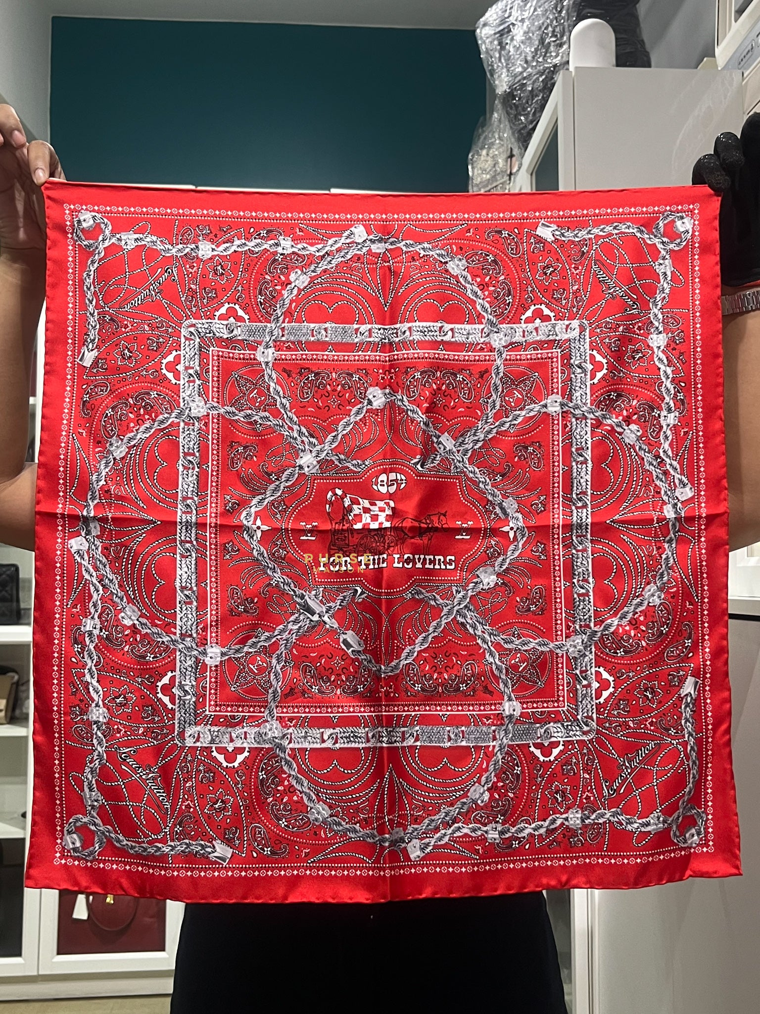 Rope Silk Bandana Red | Purse Maison Luxury Bags Shop