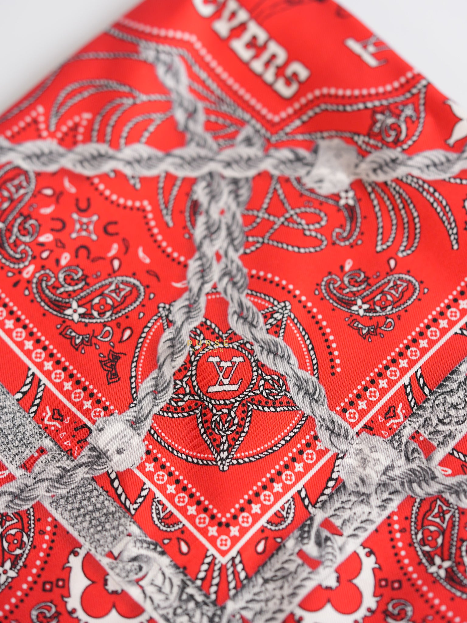 Rope Silk Bandana Red | Purse Maison Luxury Bags Shop