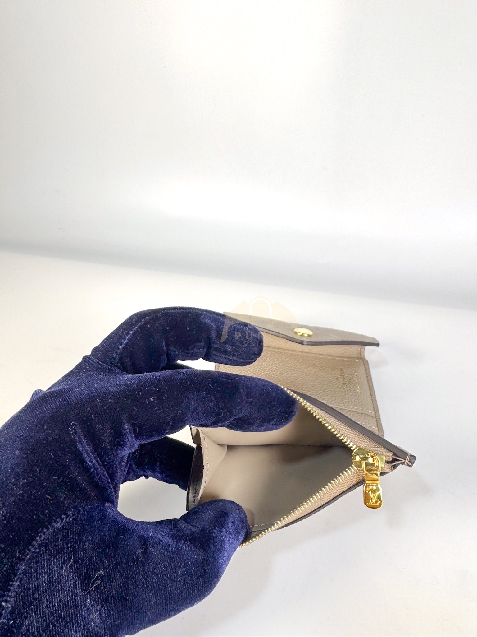 Rosalie Wallet in Tourterelle Monogram Empreinte Leather (Microchip) | Purse Maison Luxury Bags Shop