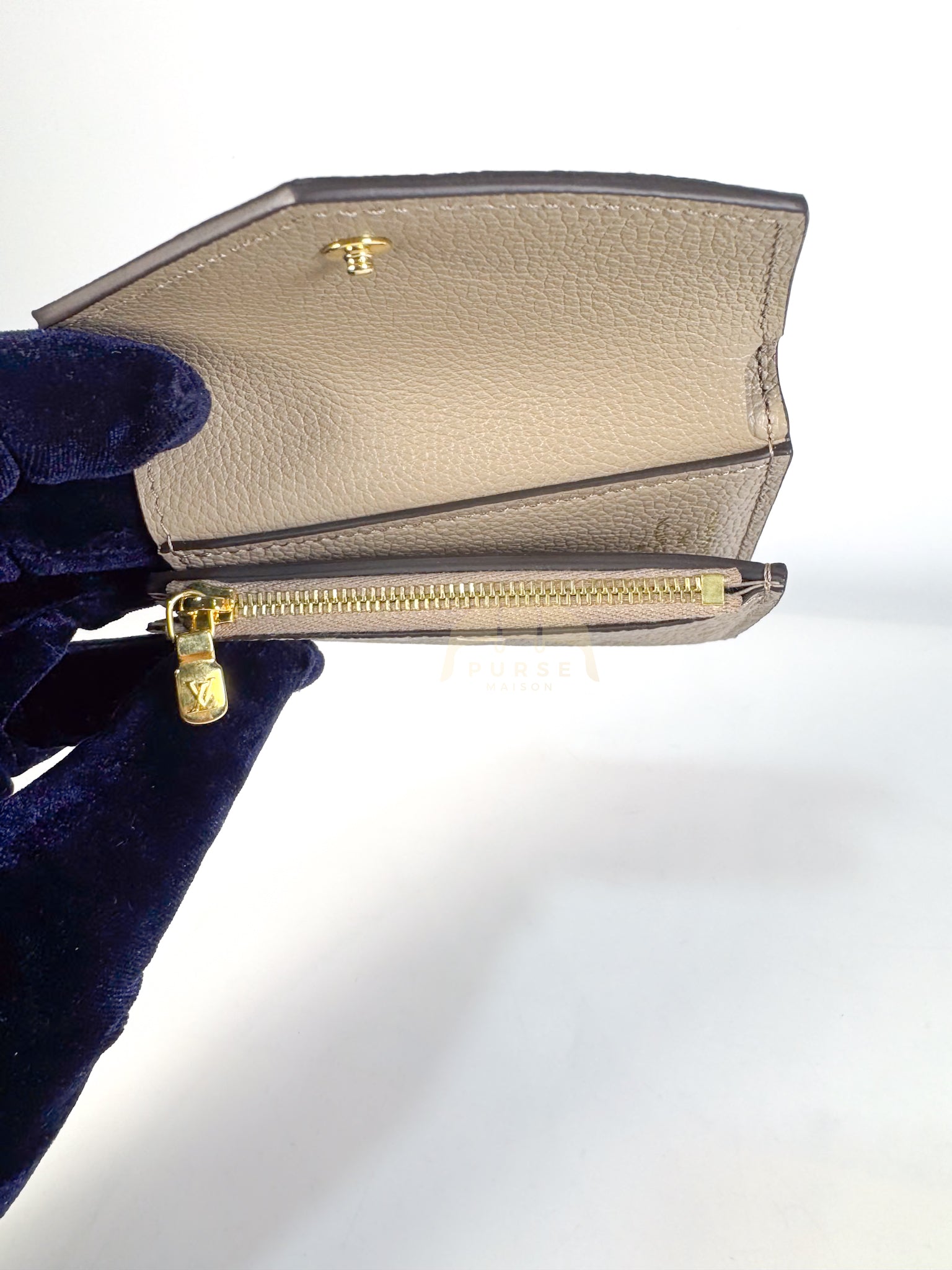 Rosalie Wallet in Tourterelle Monogram Empreinte Leather (Microchip) | Purse Maison Luxury Bags Shop